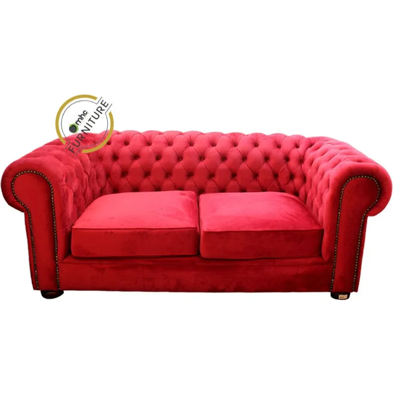 2 Division Chesterfield Crimson Velvet