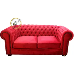 2 Division Chesterfield Crimson Velvet