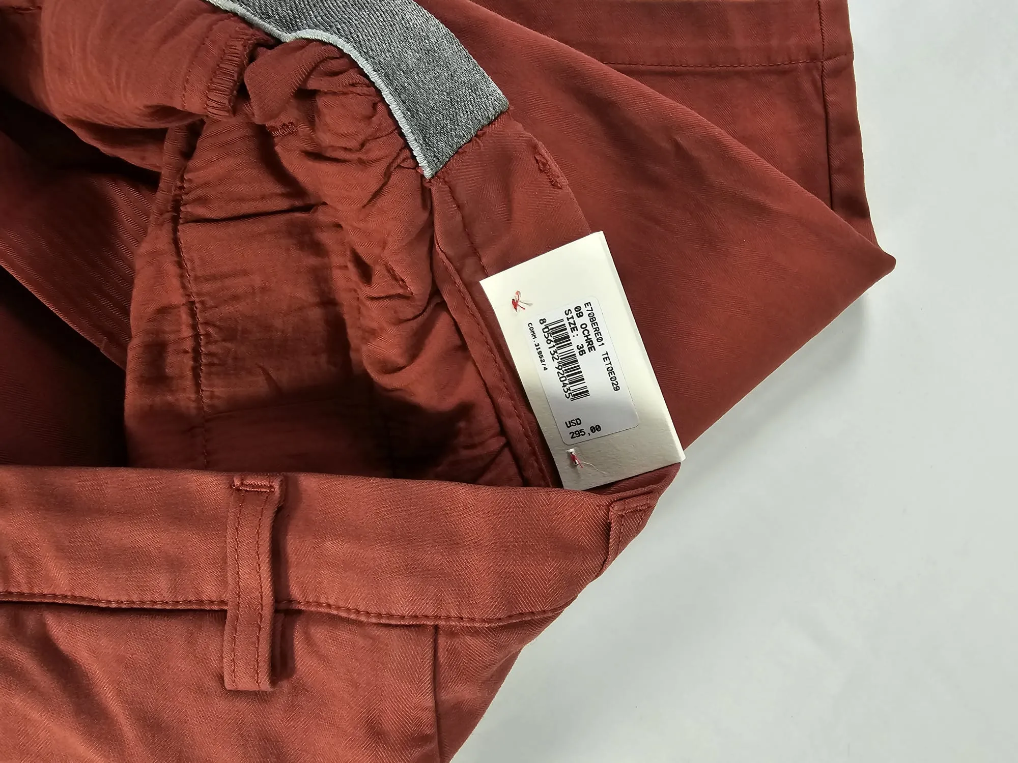$295 ELEVENTY - COTTON BERMUDA Ochre Red Straight Chino Shorts Pants  - 36W