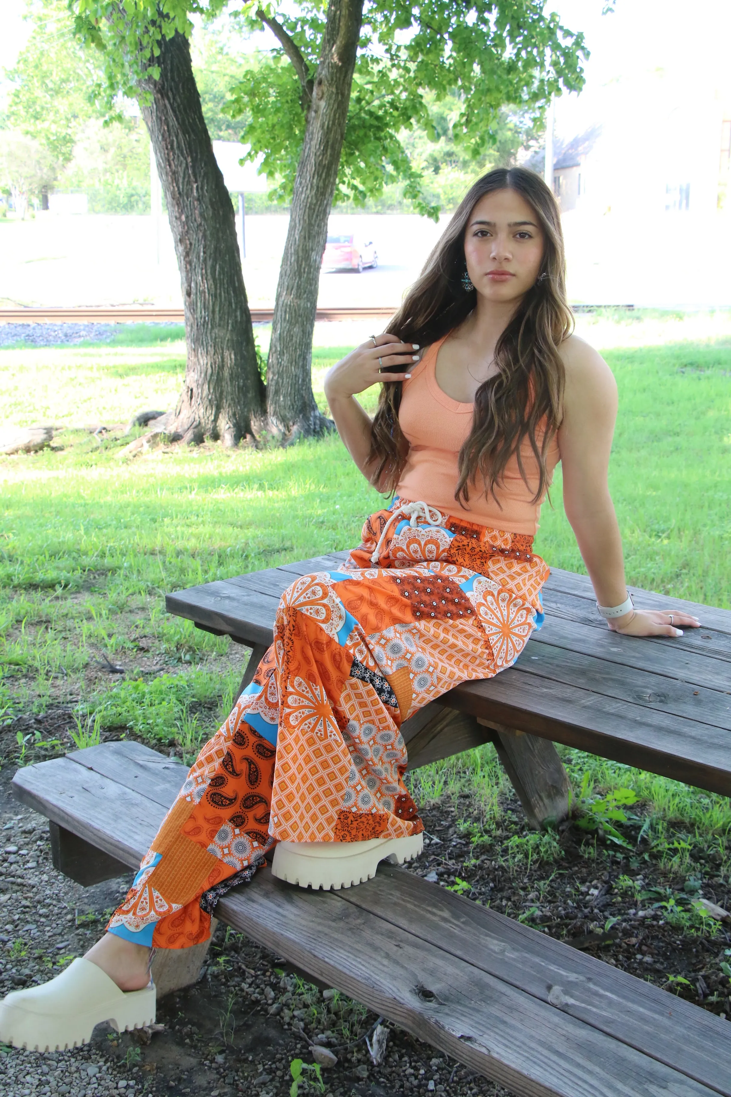 5202 BOHO PATCHWORK WIDE LEG PANT