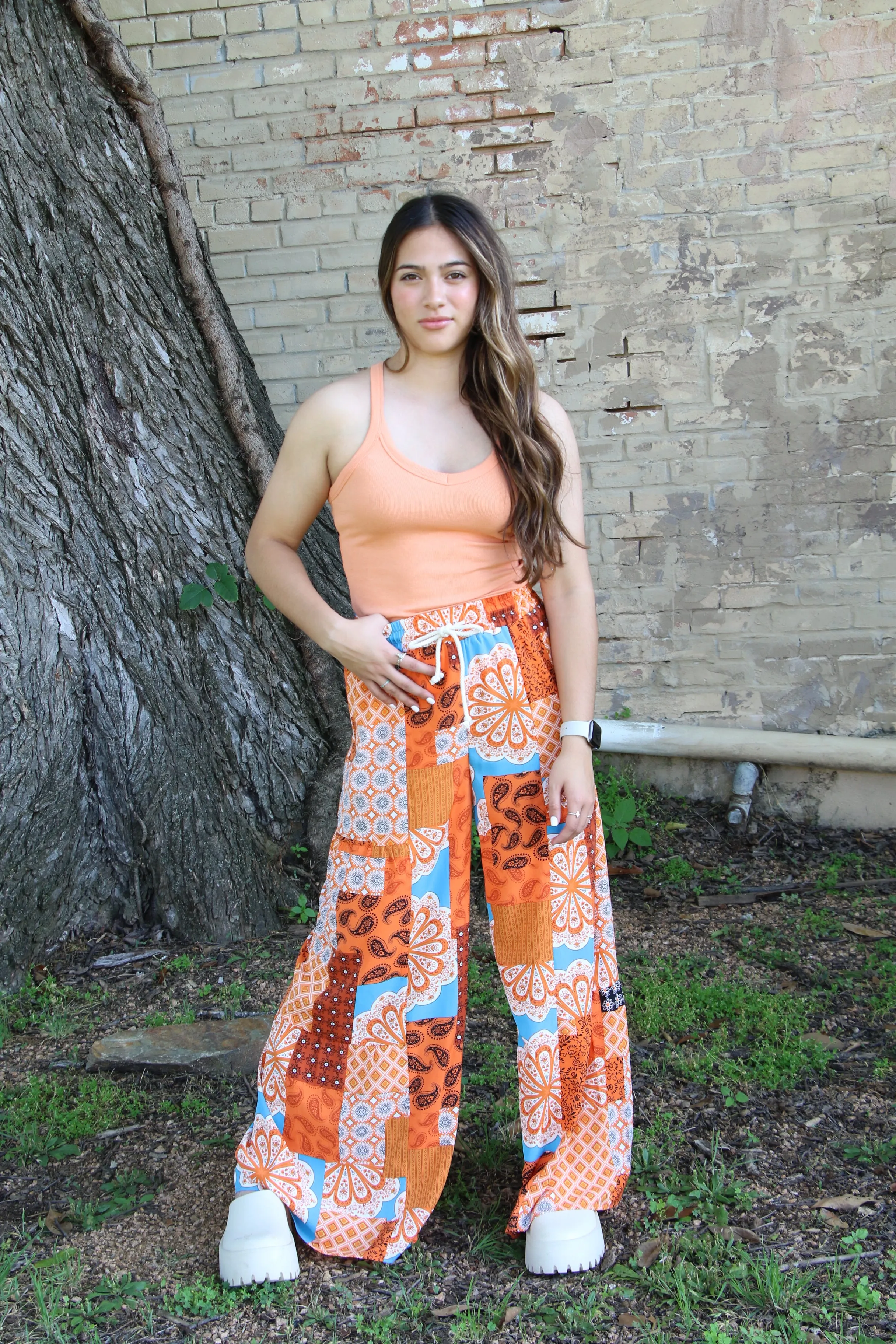 5202 BOHO PATCHWORK WIDE LEG PANT