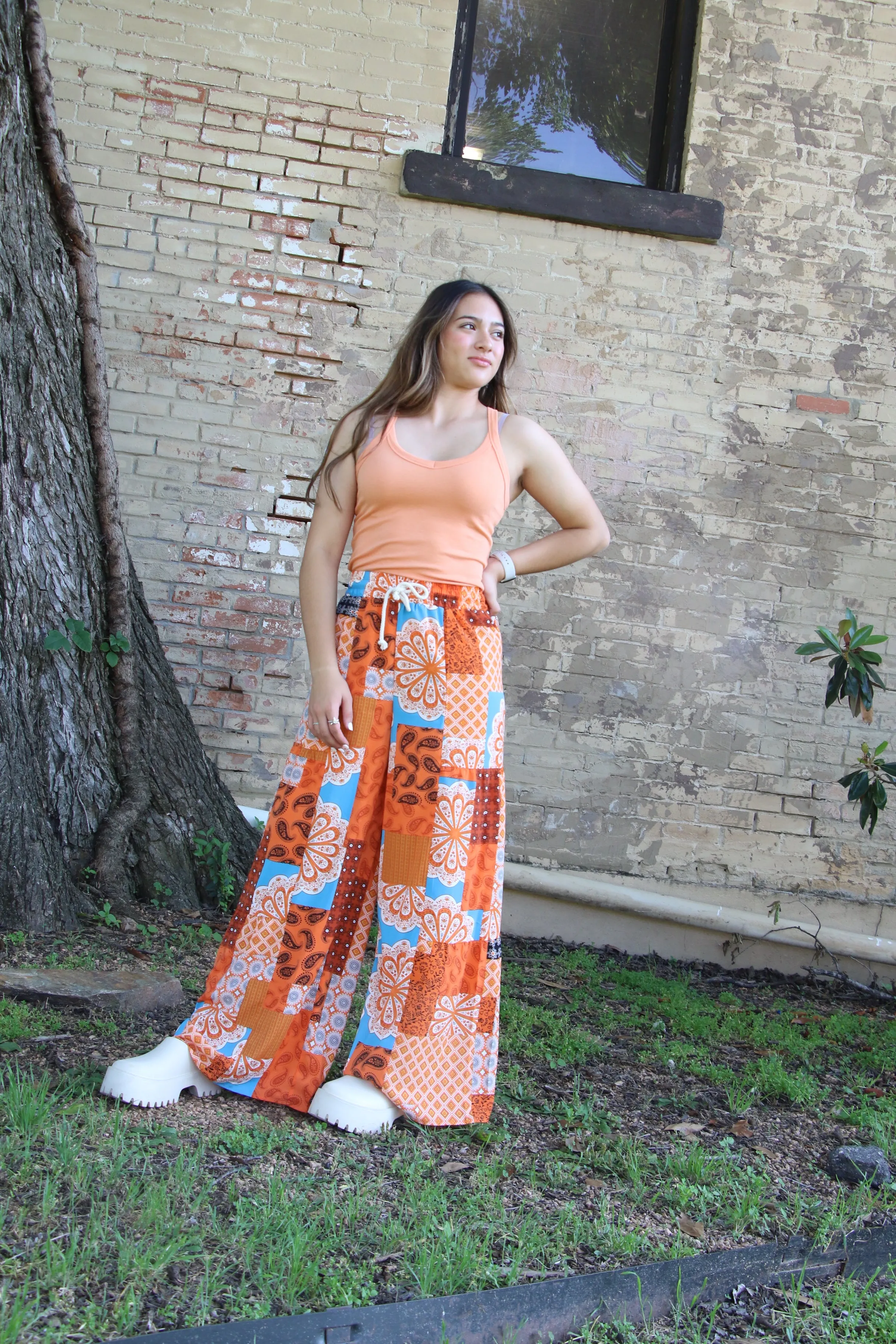 5202 BOHO PATCHWORK WIDE LEG PANT