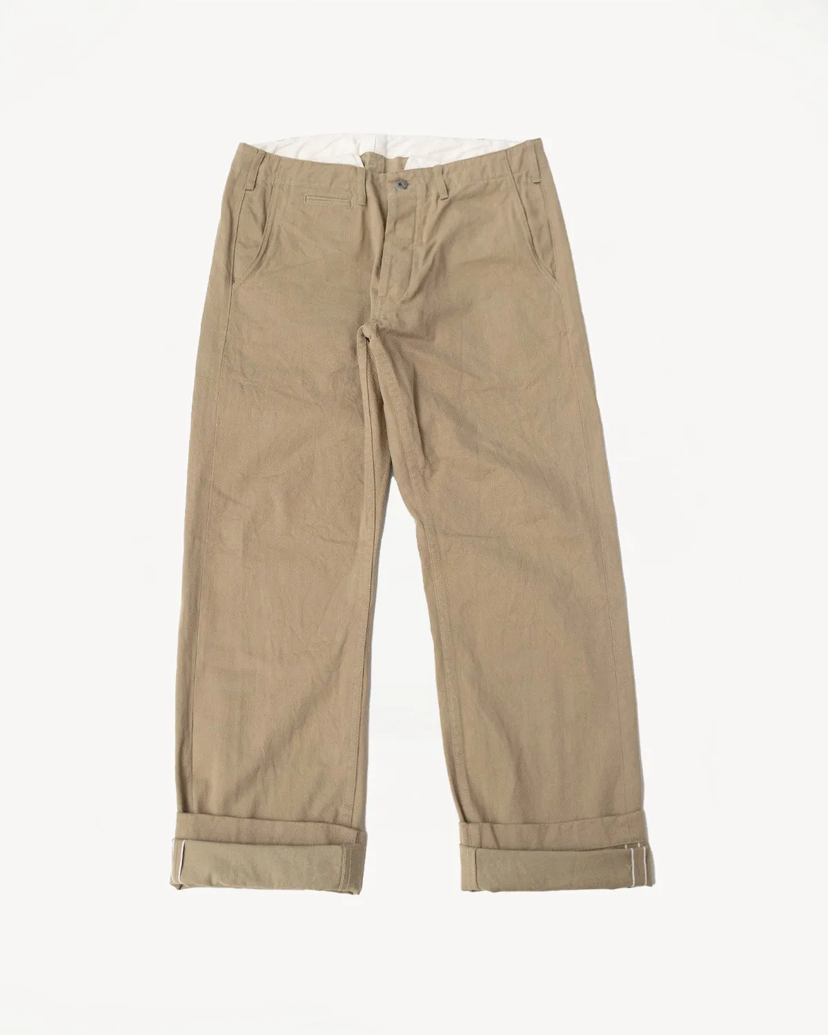 737-SVC-KHB - 9.5oz Selvedge Chino Trouser Khaki - Relaxed Straight