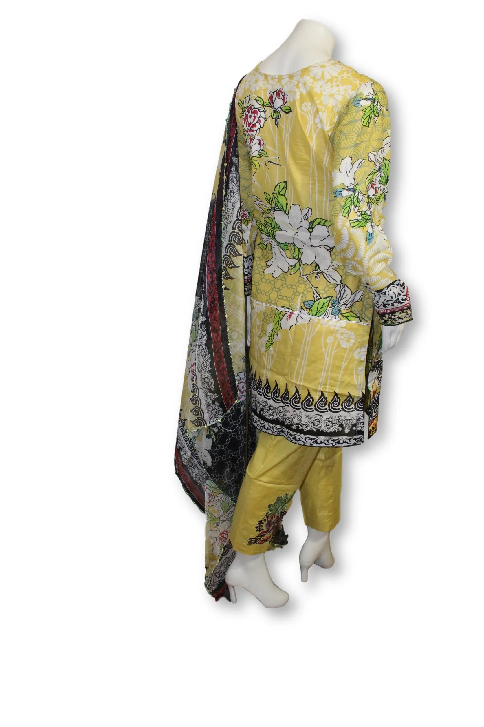 A34 Pakistani Indian Fine Design 3 Pcs Embroidered  Lawn Suit