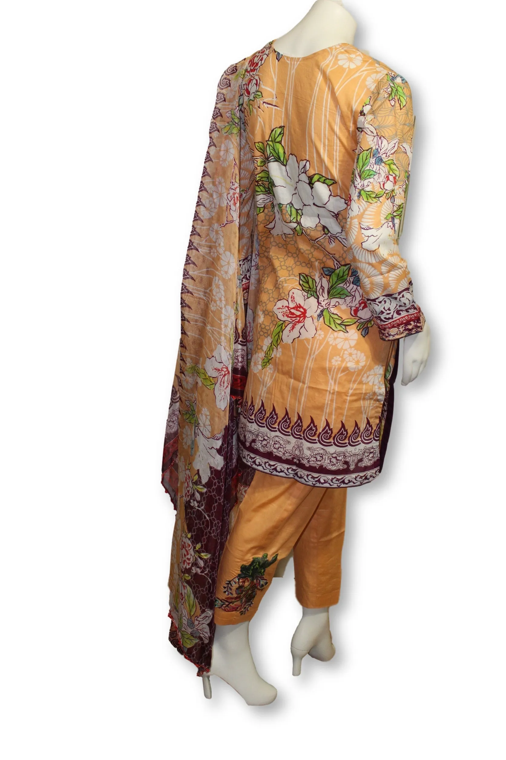 A34 Pakistani Indian Fine Design 3 Pcs Embroidered  Lawn Suit