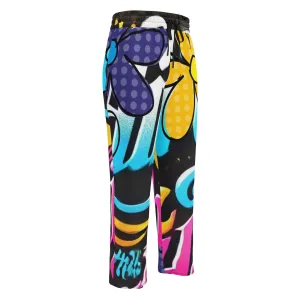 Airfros And Babyhairs Indigo Flower Logo Wide-leg joggers