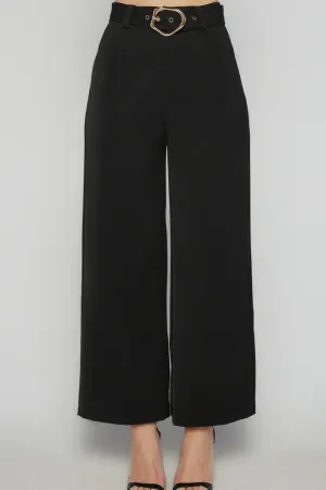 ALYCE HIGH WAISTED WIDE LEG PANTS - Black