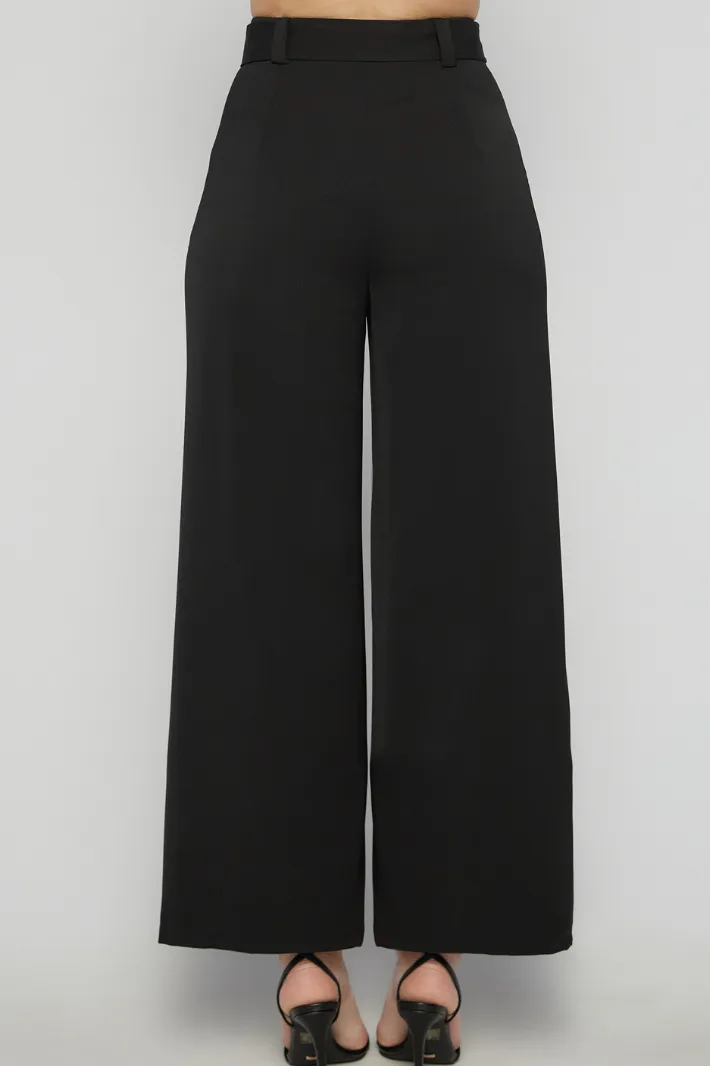 ALYCE HIGH WAISTED WIDE LEG PANTS - Black
