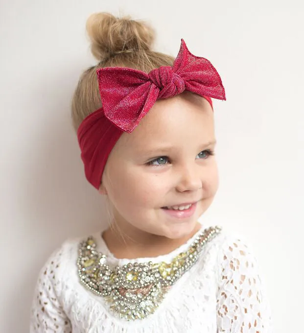 Baby Bling Metallic Knot Headband - Cherry