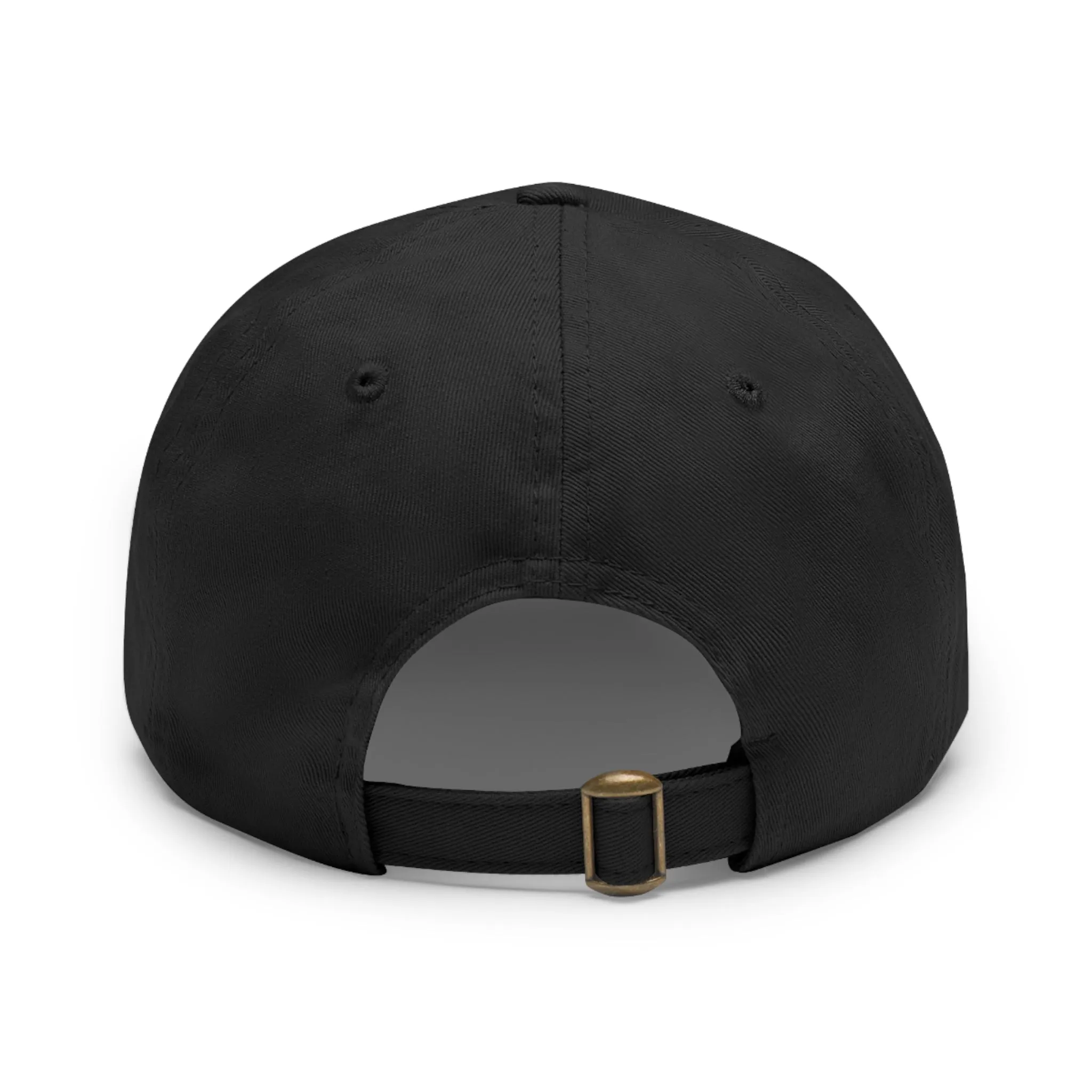 Black Leather Patch Dad Hat