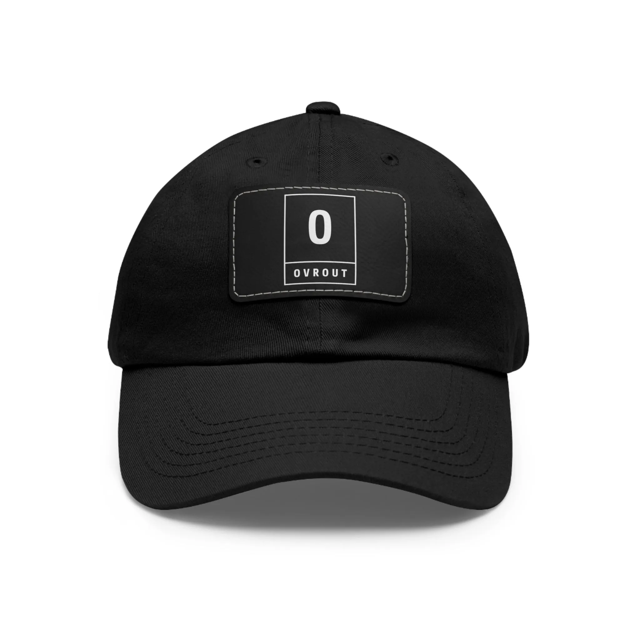 Black Leather Patch Dad Hat