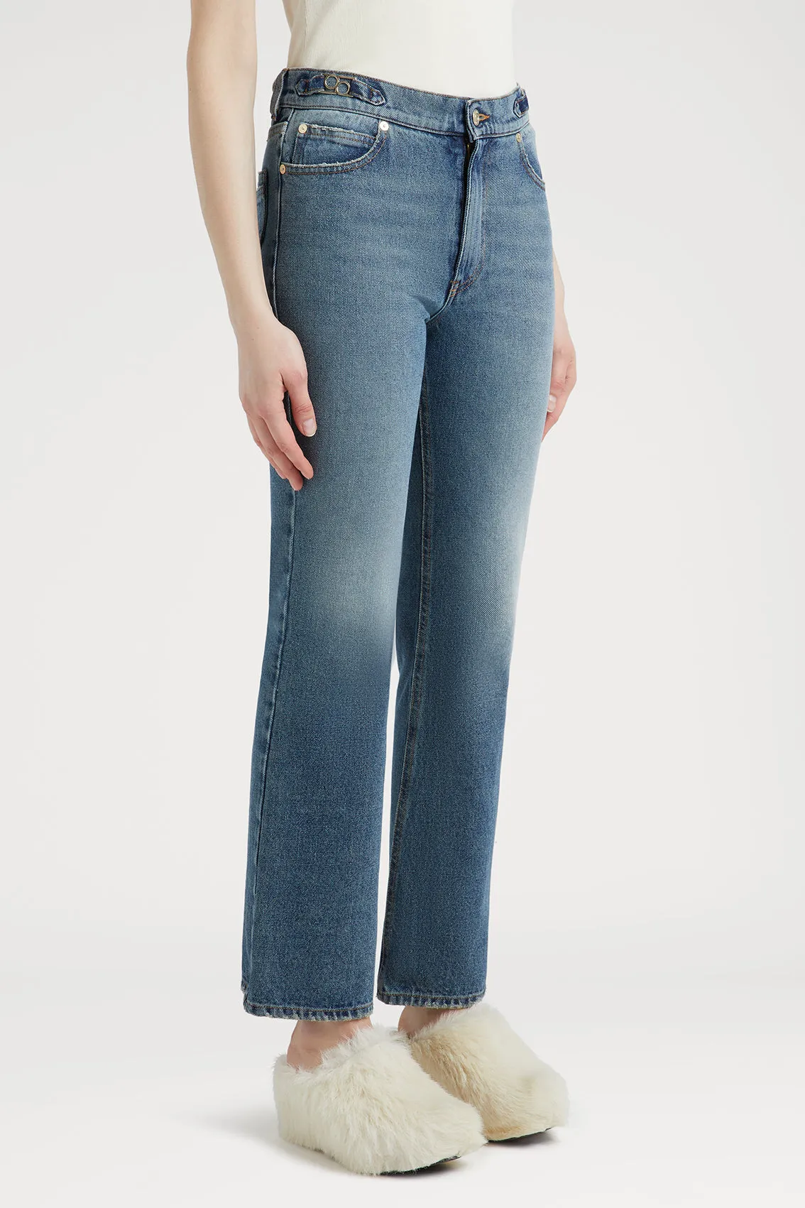 BOOTCUT INDIGO DENIM TROUSERS