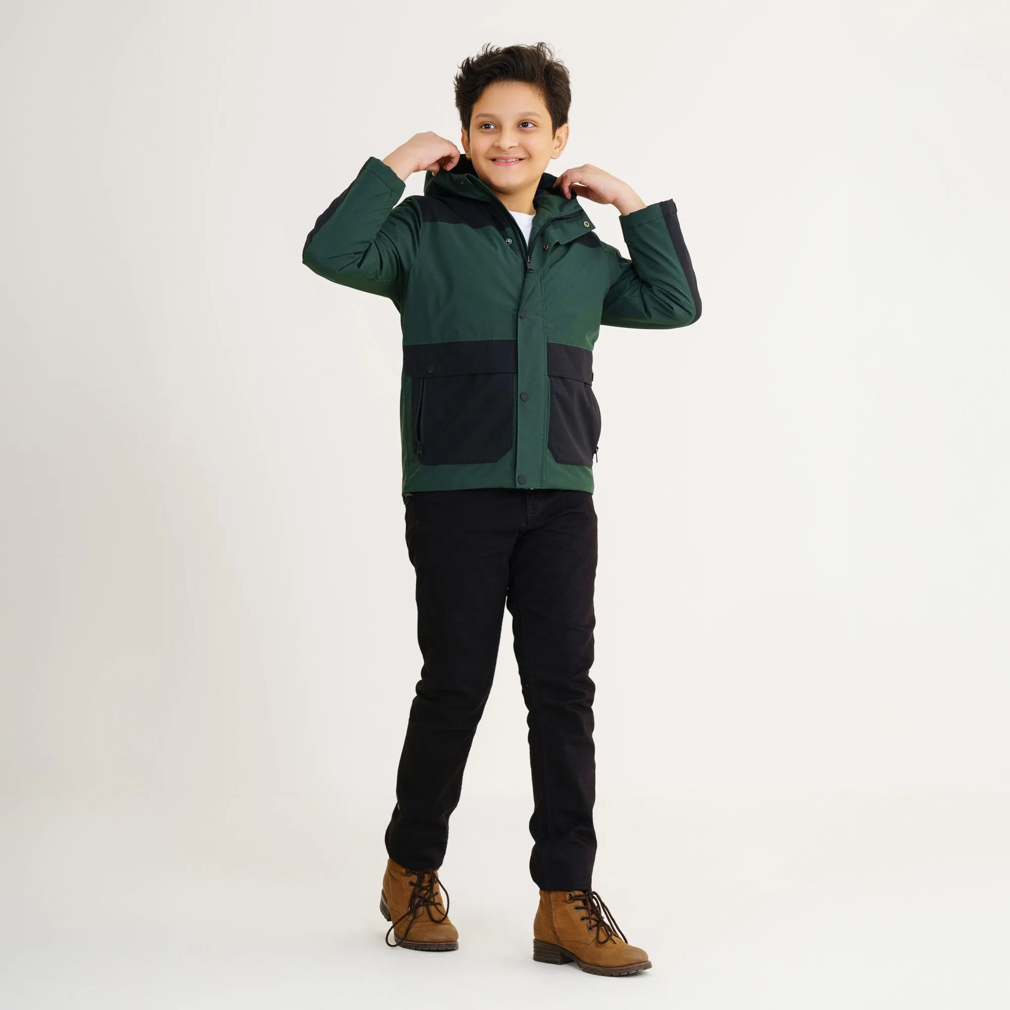 Boys Olive Quilted Jacket
