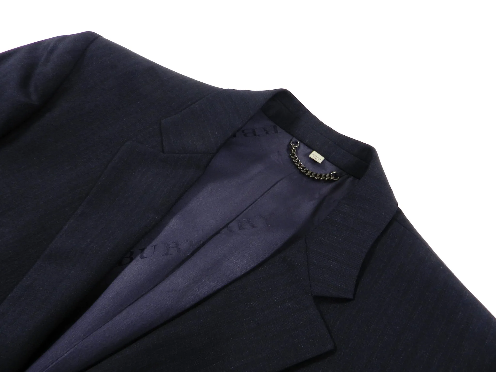 Burberry Navy Fine Two Piece Pinstripe Suit - 40