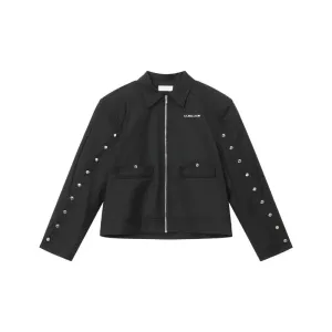 Button-Detail Jacket Cargo Pants Set