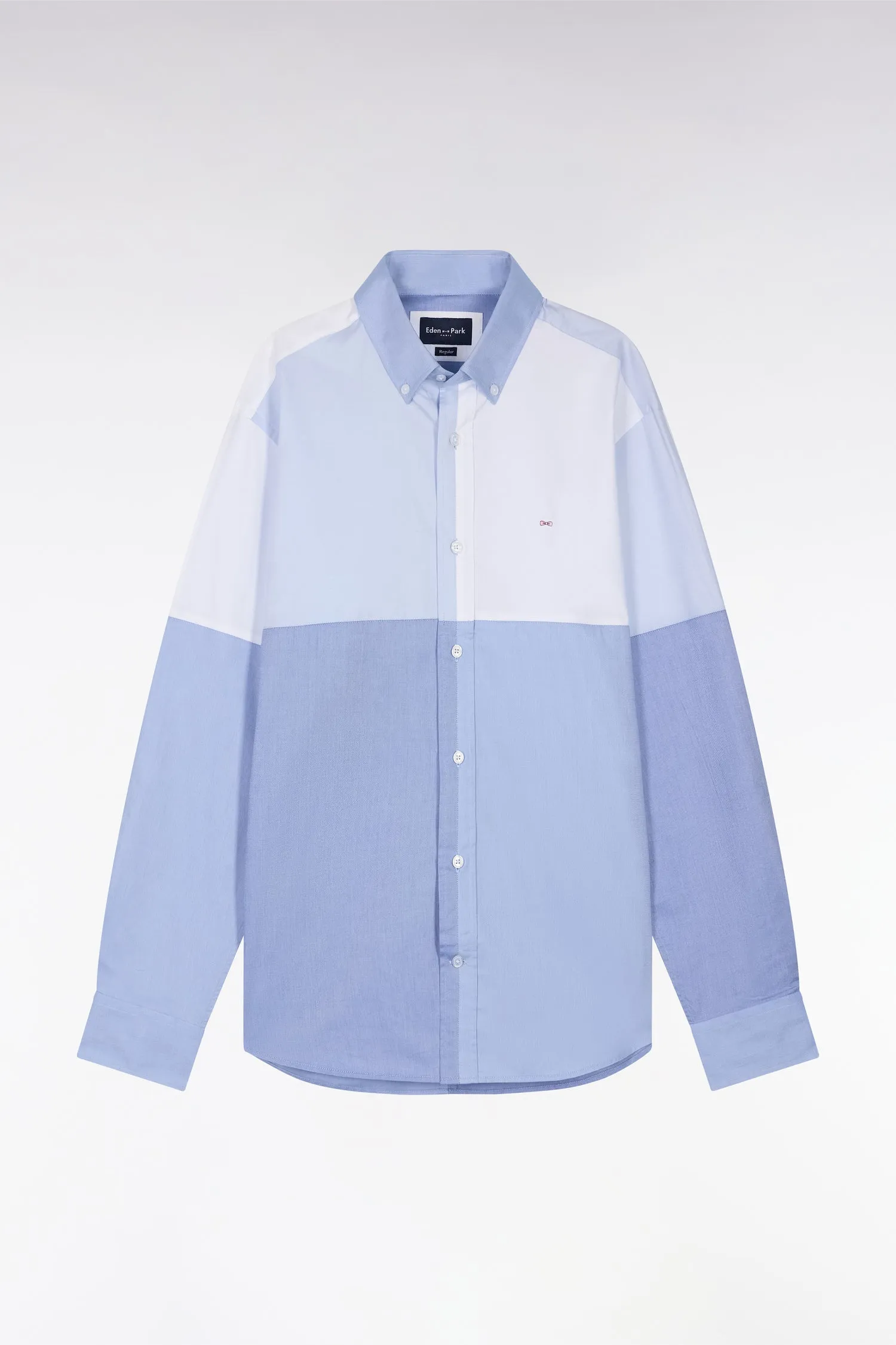 Chemise en twill de coton bleu foncé coupe droite
