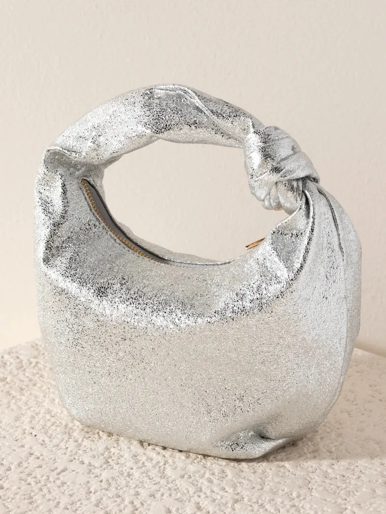 CHRISSY KNOTTED METALLIC TOP HANDLE BAG