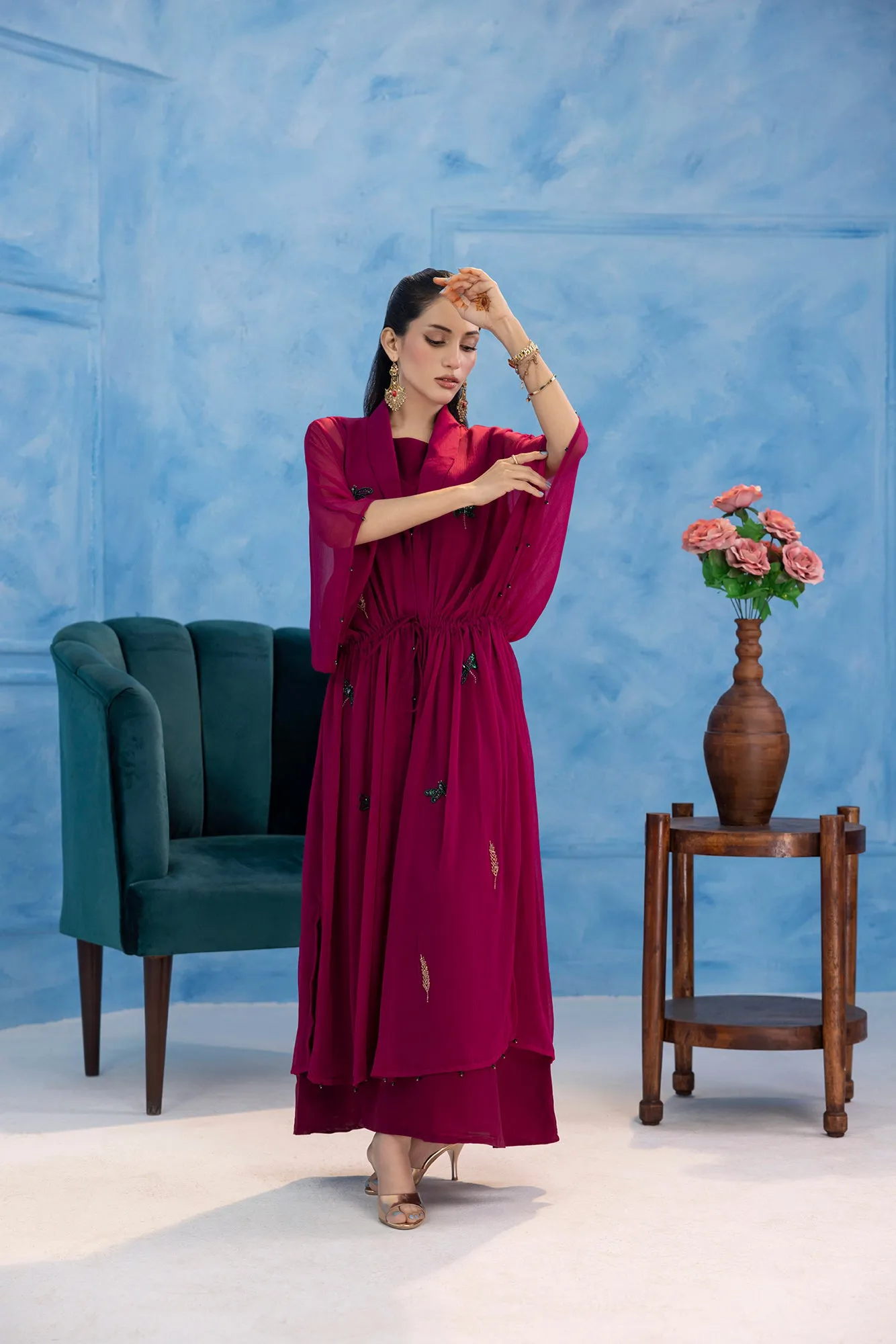 Classic Fuchsia Embroidered stitched