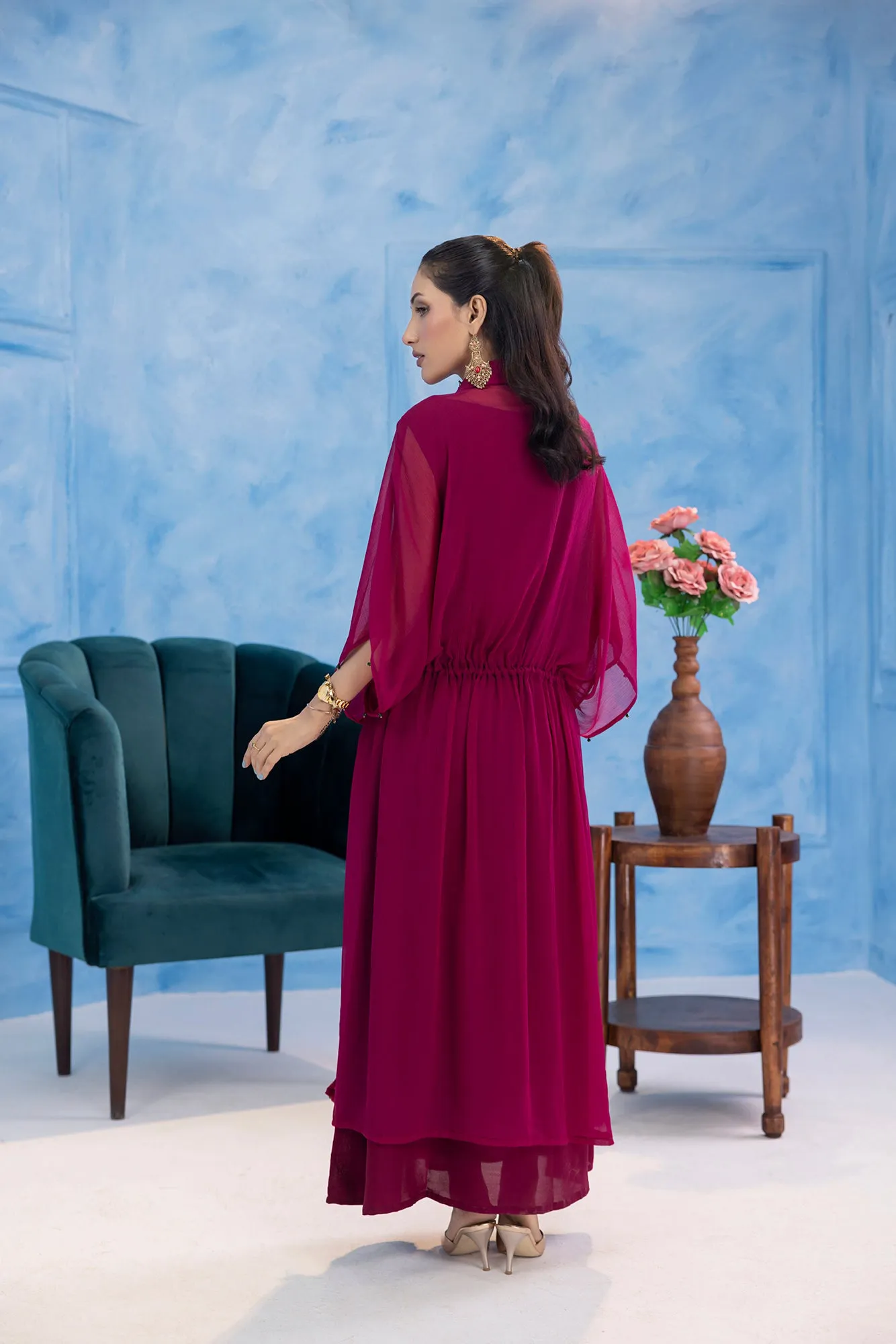 Classic Fuchsia Embroidered stitched