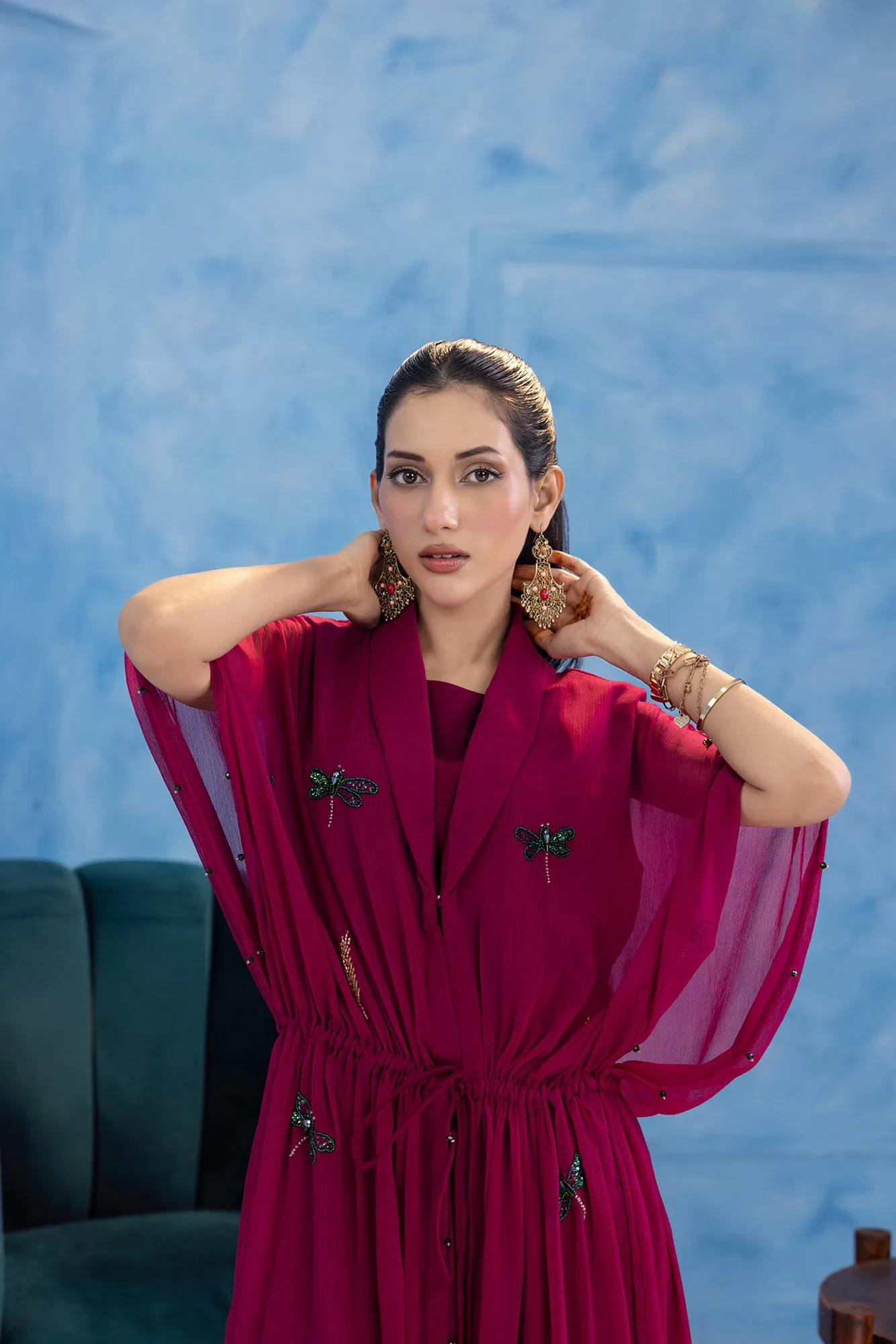 Classic Fuchsia Embroidered stitched