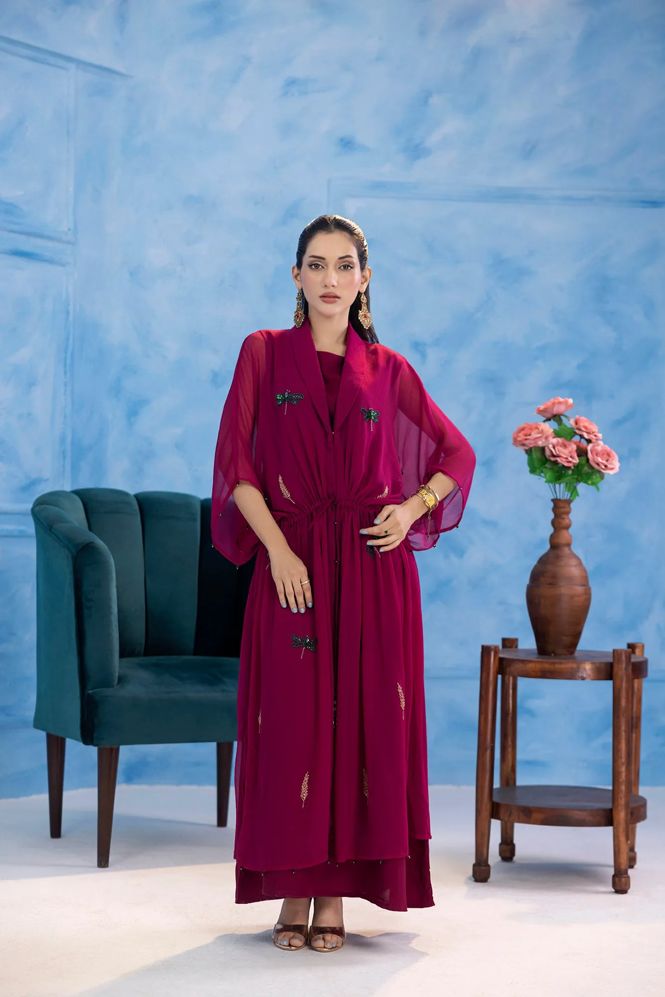 Classic Fuchsia Embroidered stitched