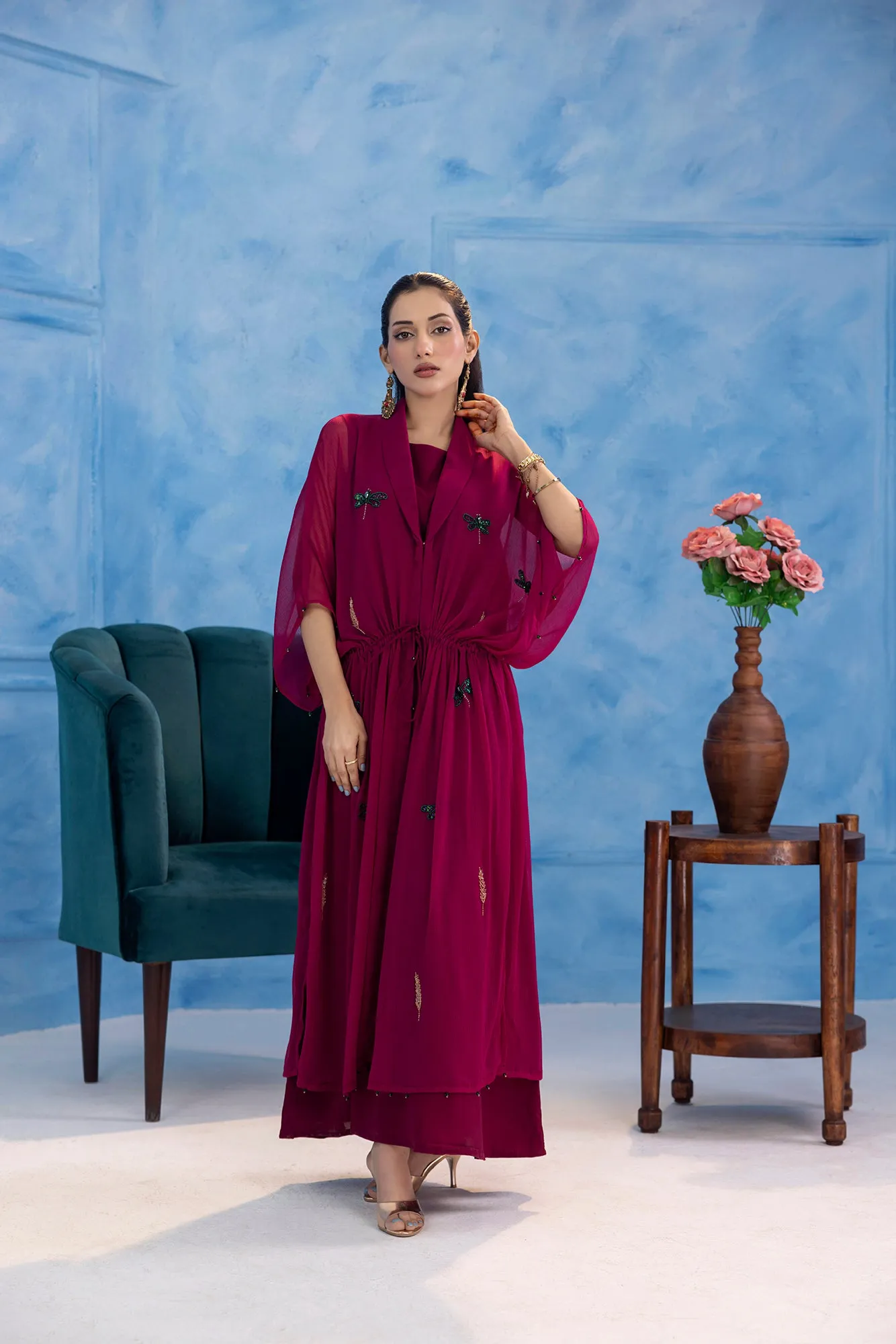 Classic Fuchsia Embroidered stitched