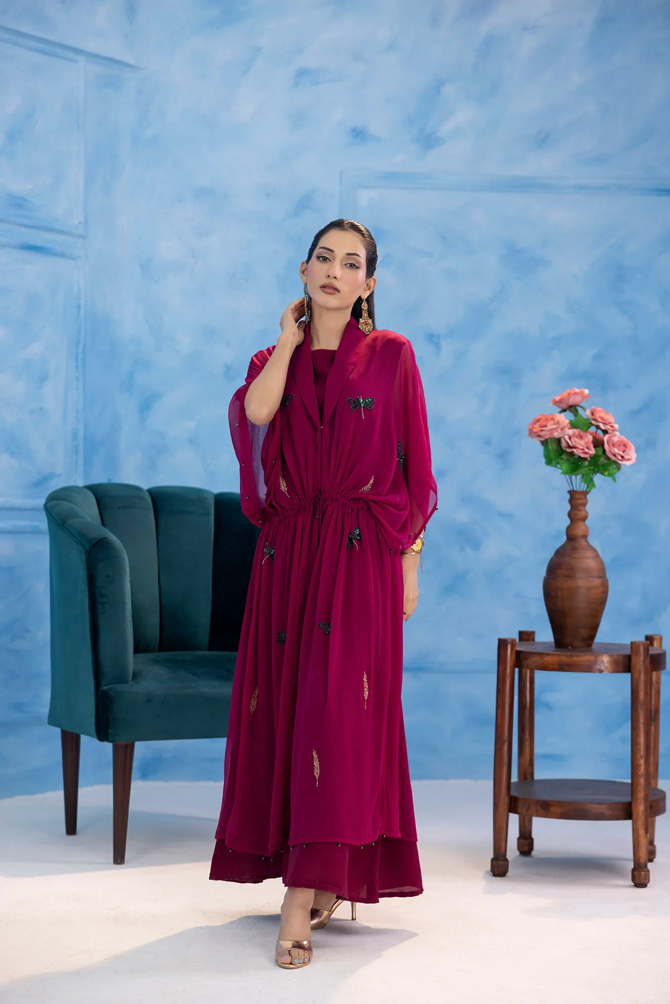 Classic Fuchsia Embroidered stitched
