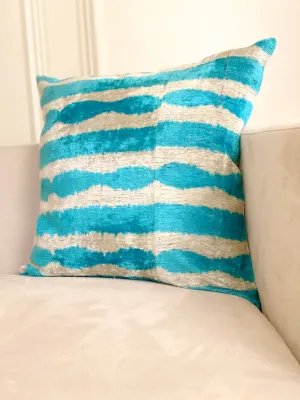 Classic Teal Zebra Square Pillow Cover