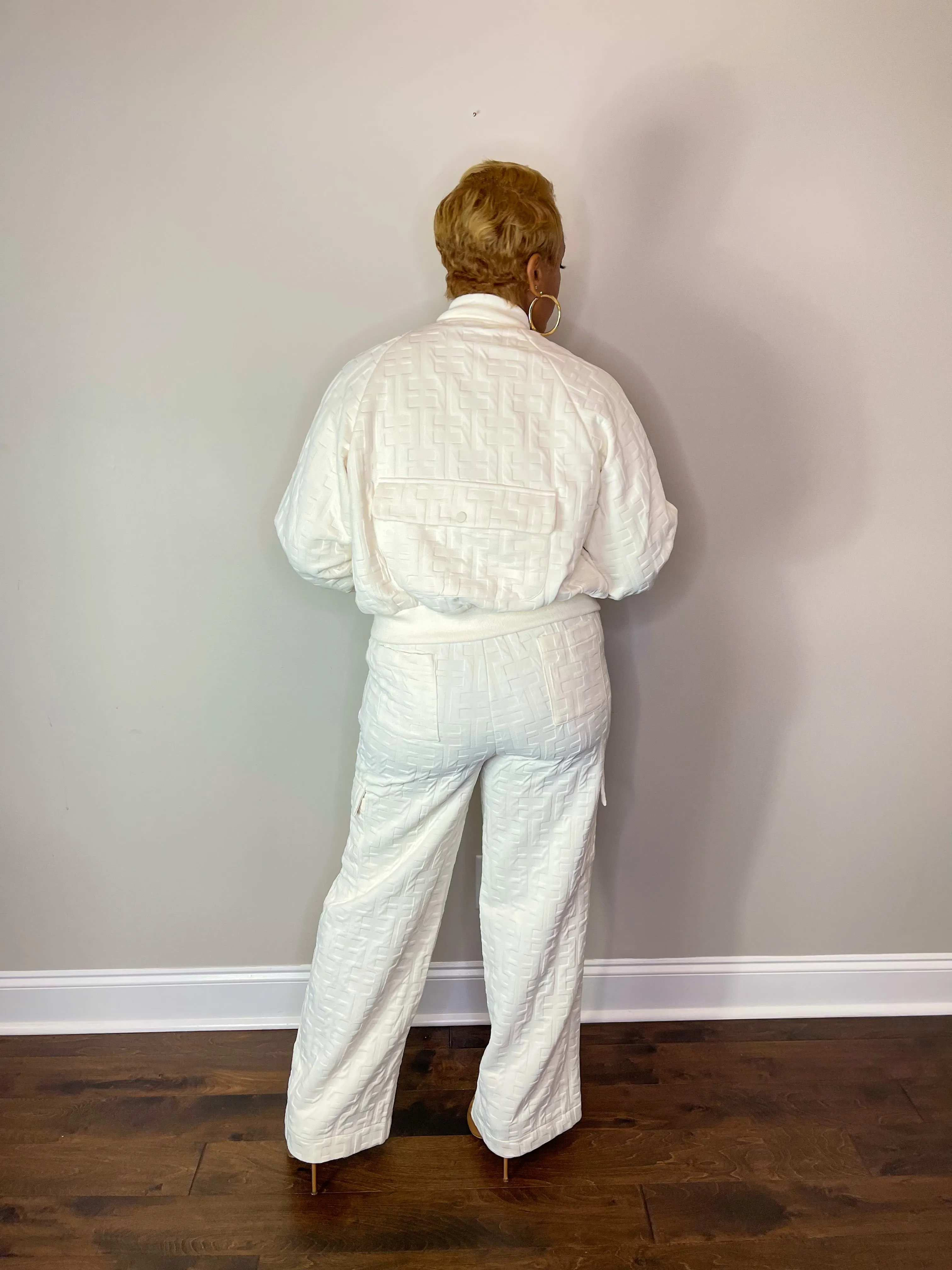 Cream Textured Bomber Set