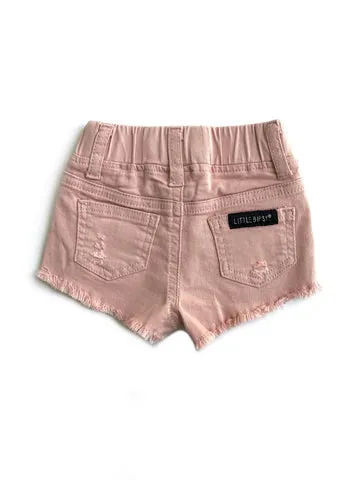 CUT OFF DENIM SHORTIES - BLUSH