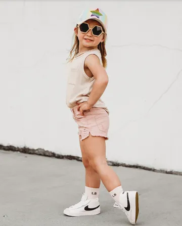 CUT OFF DENIM SHORTIES - BLUSH