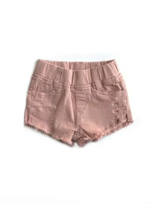 CUT OFF DENIM SHORTIES - BLUSH