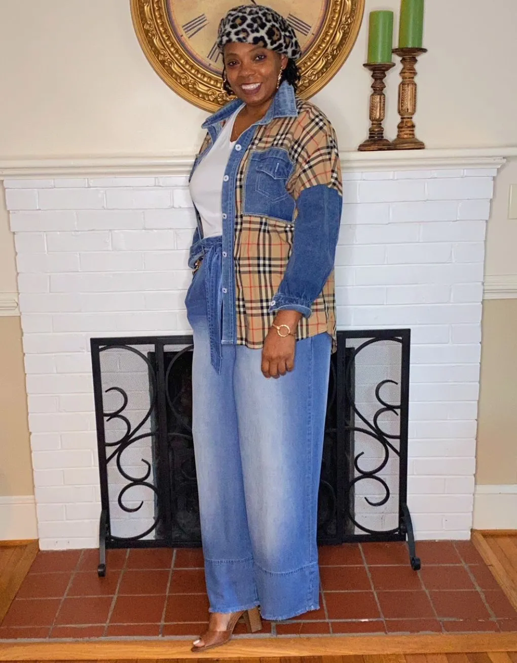 ‘Dani’ Plaid & Denim Top
