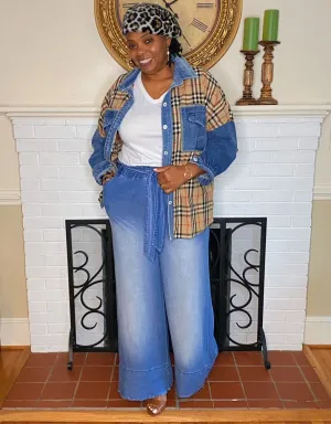 ‘Dani’ Plaid & Denim Top