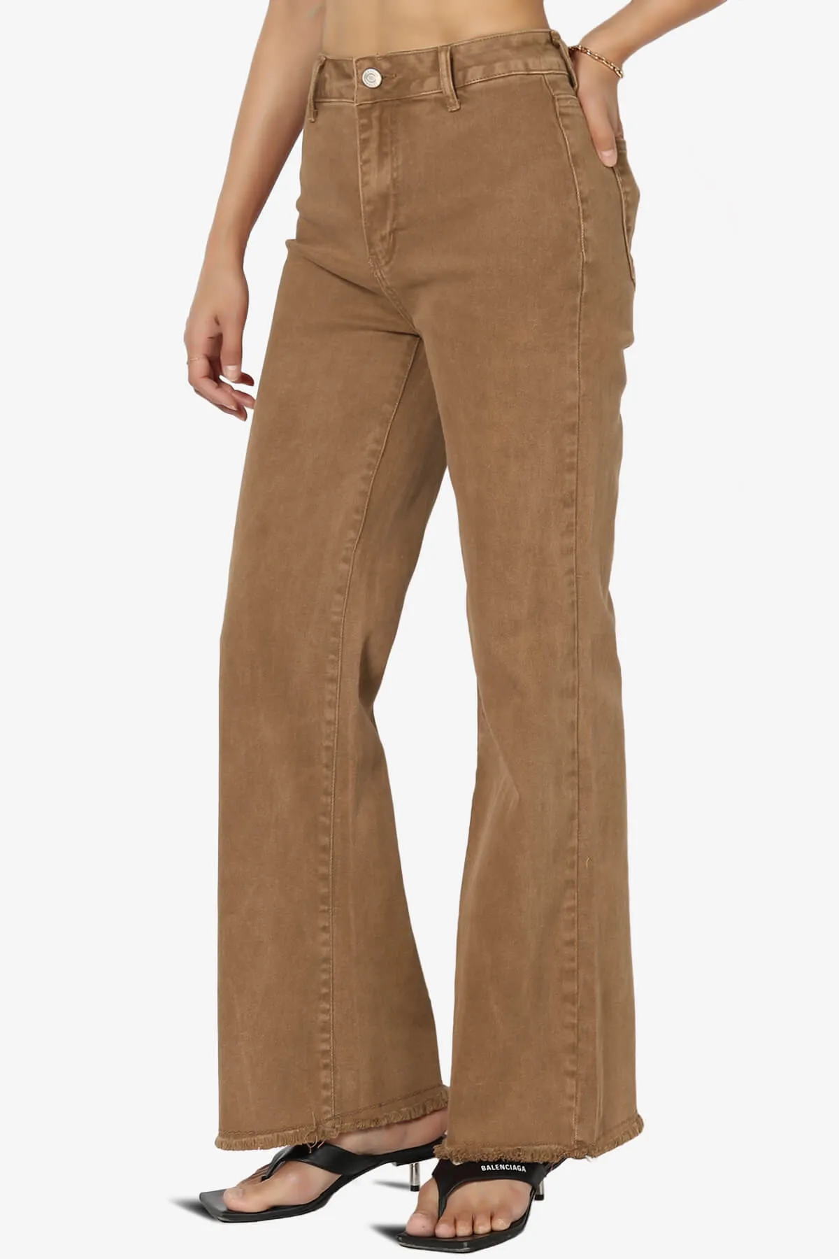 Davie Acid Wash Cutoff Hem Wide Leg Pants