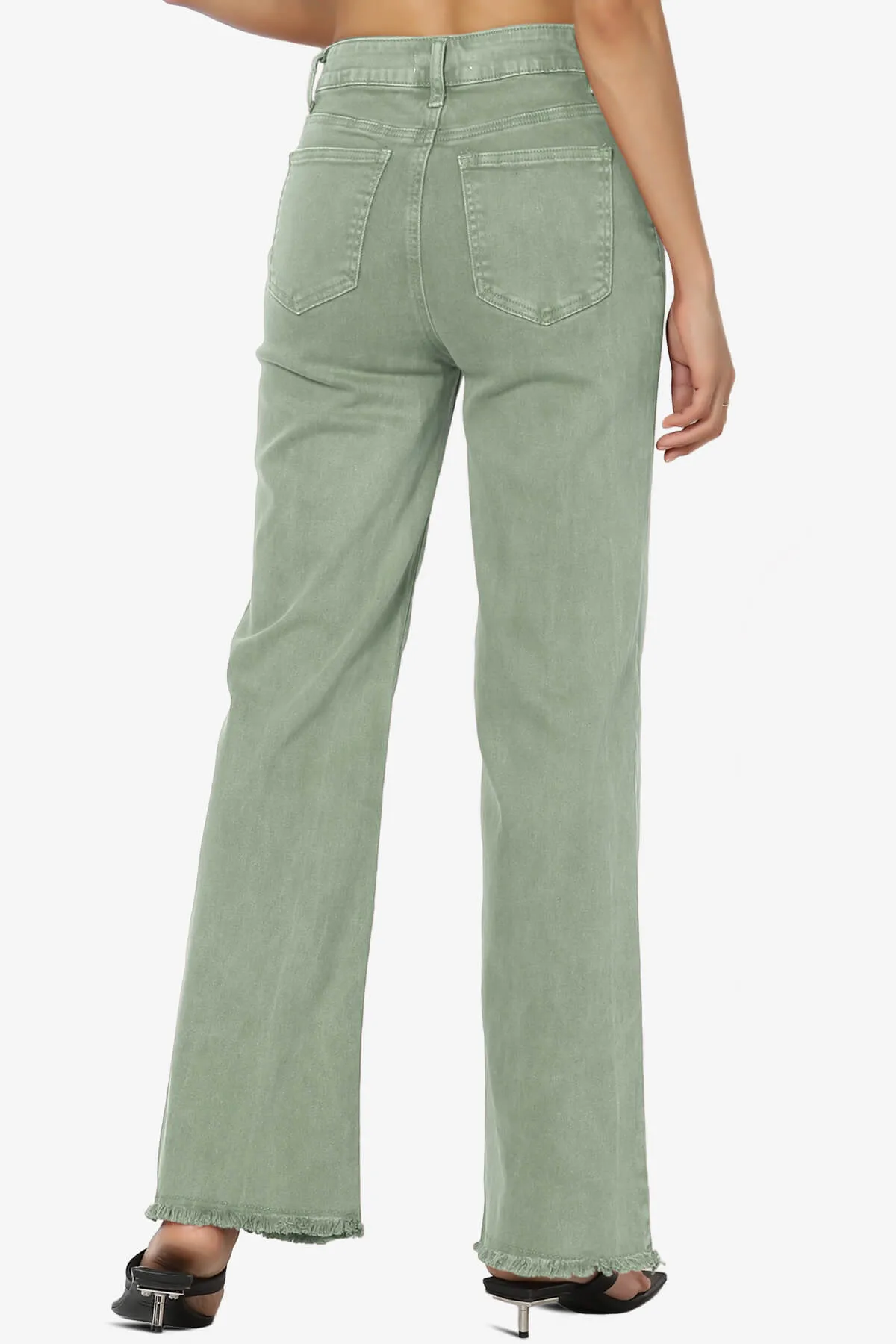 Davie Acid Wash Cutoff Hem Wide Leg Pants