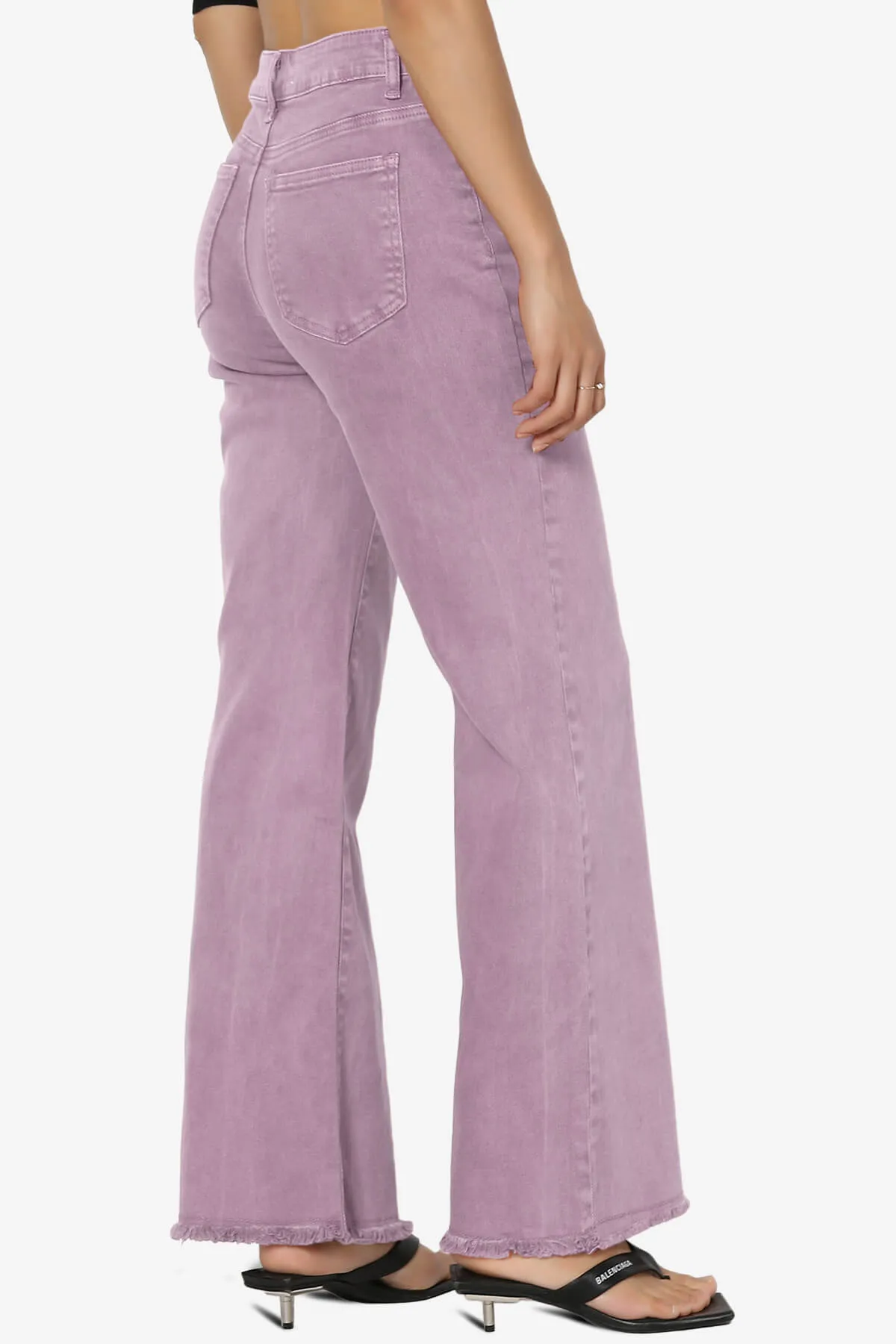 Davie Acid Wash Cutoff Hem Wide Leg Pants