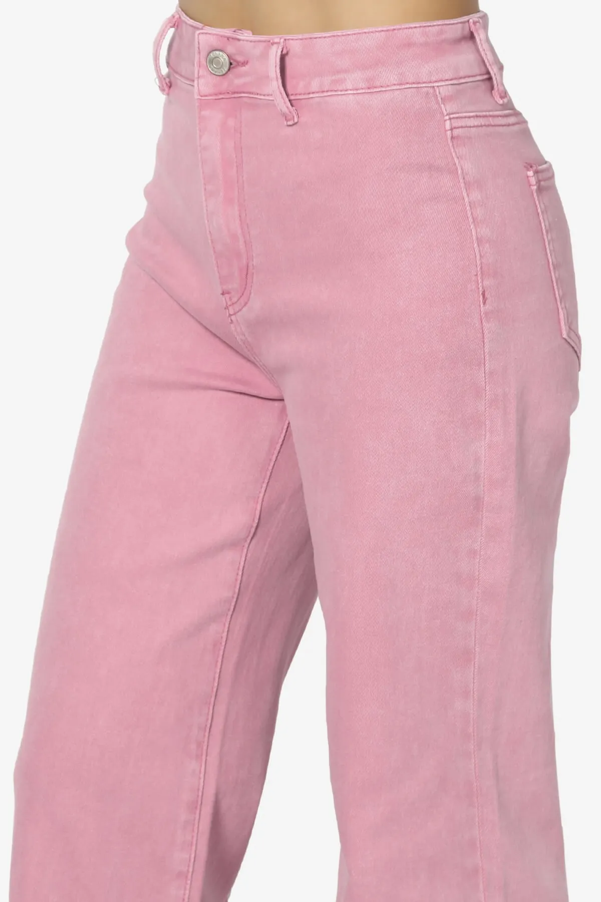Davie Acid Wash Cutoff Hem Wide Leg Pants
