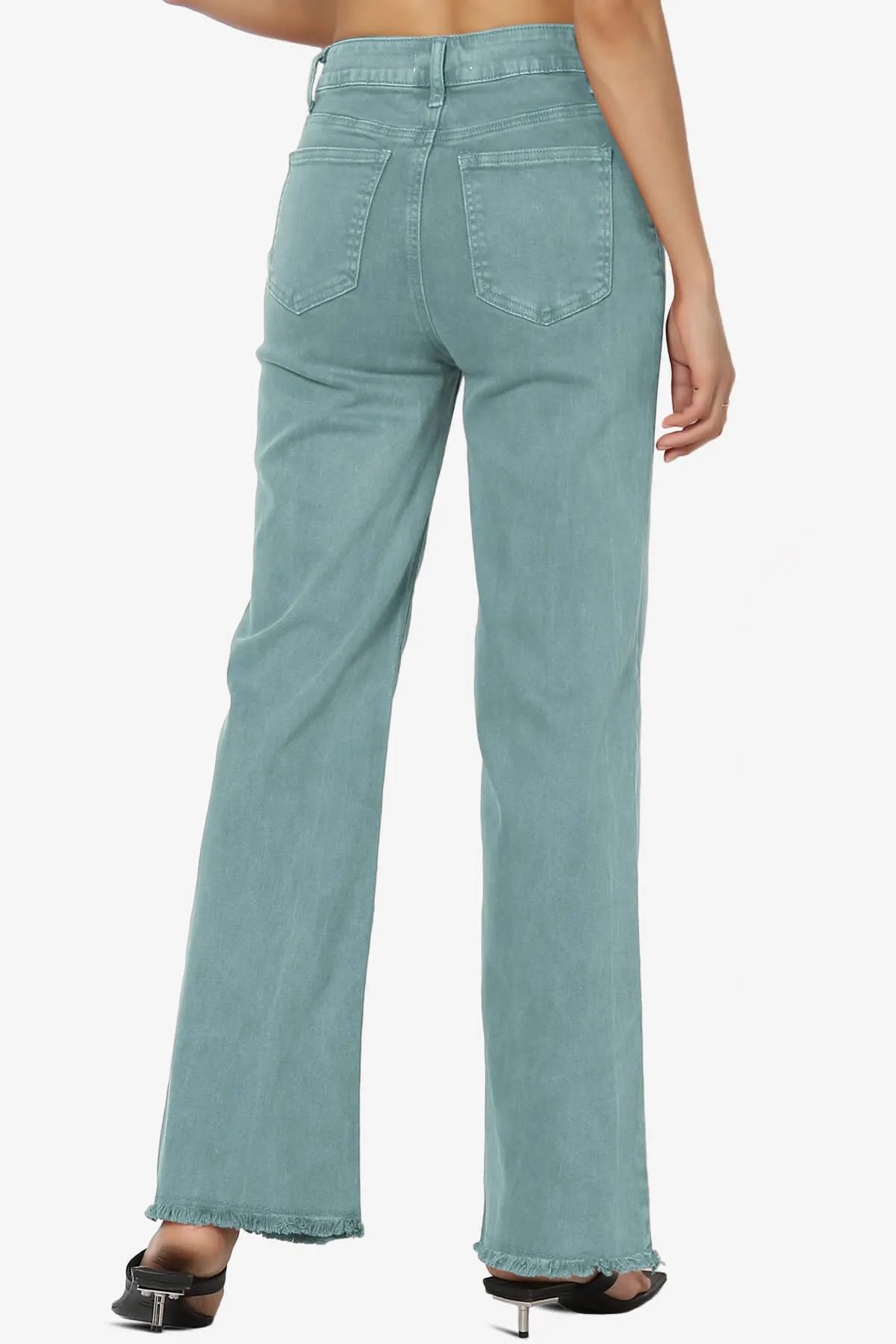 Davie Acid Wash Cutoff Hem Wide Leg Pants