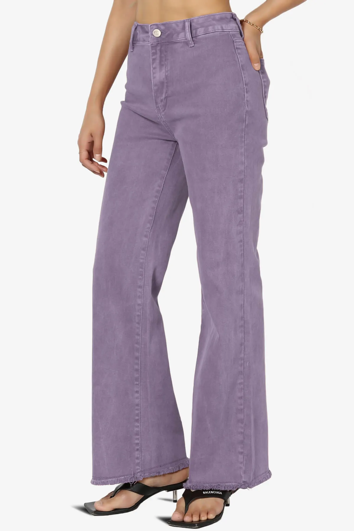 Davie Acid Wash Cutoff Hem Wide Leg Pants
