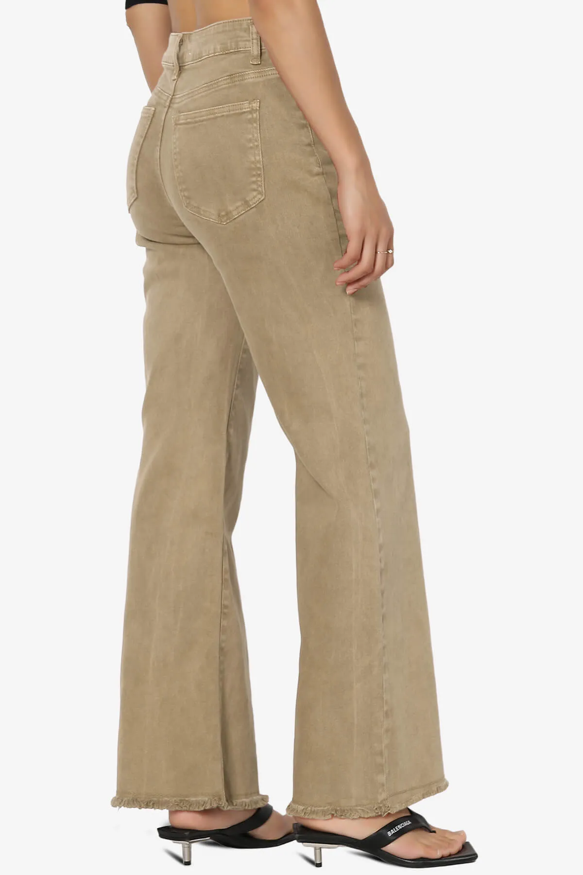 Davie Acid Wash Cutoff Hem Wide Leg Pants