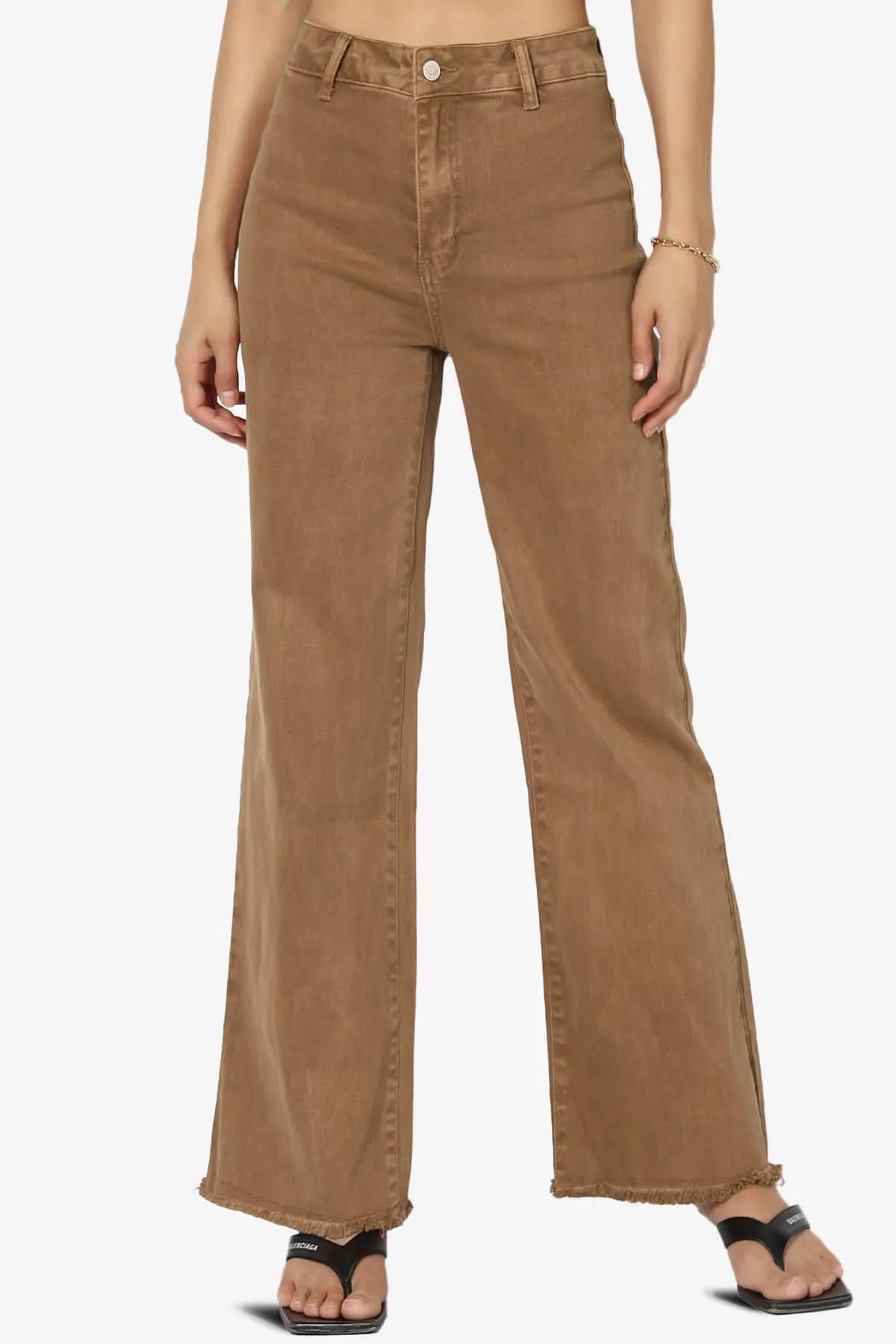 Davie Acid Wash Cutoff Hem Wide Leg Pants