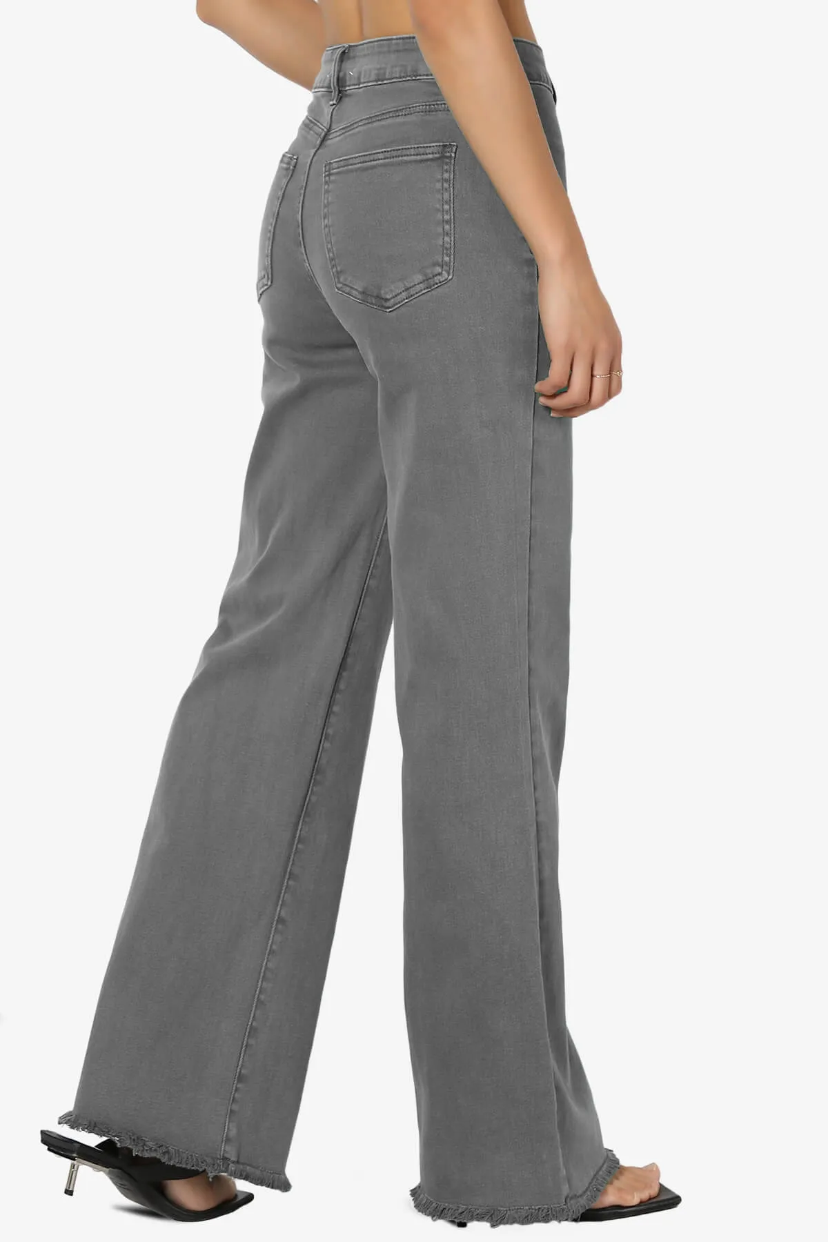 Davie Acid Wash Cutoff Hem Wide Leg Pants