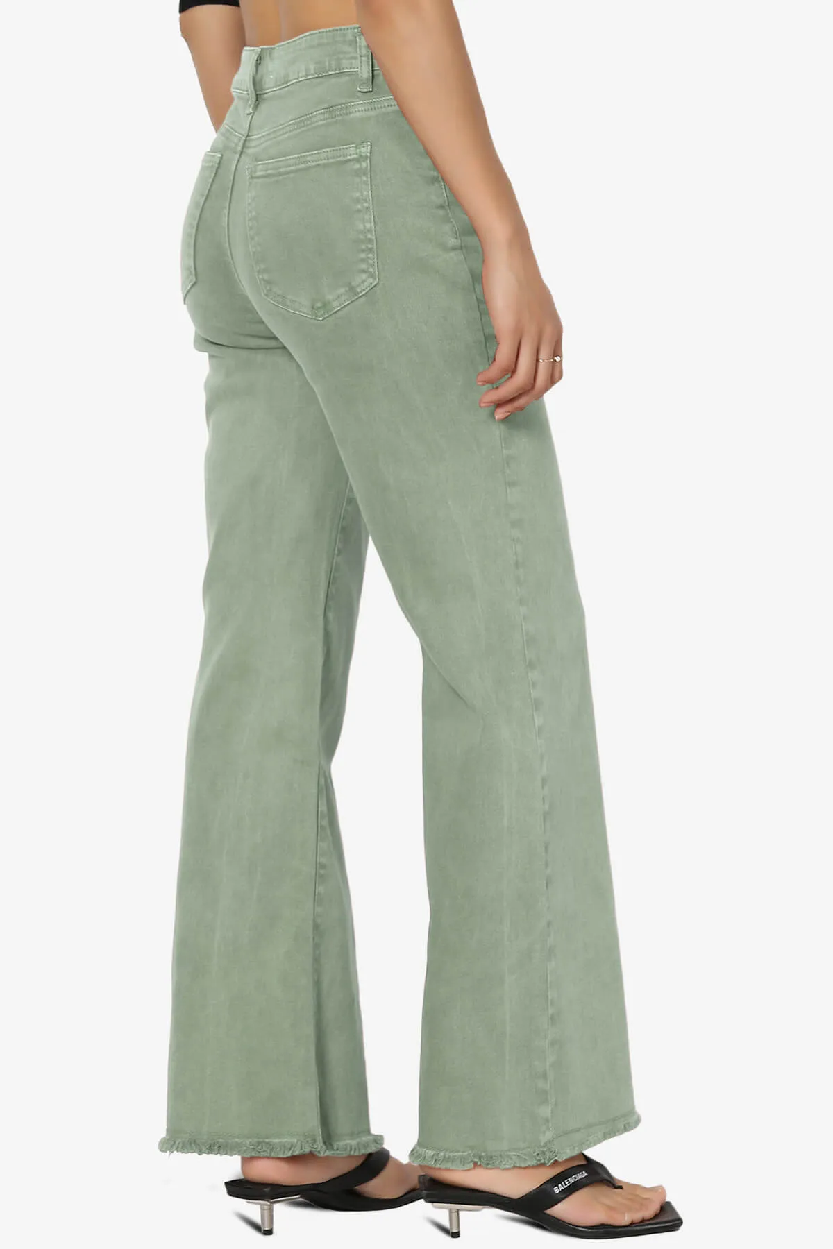 Davie Acid Wash Cutoff Hem Wide Leg Pants
