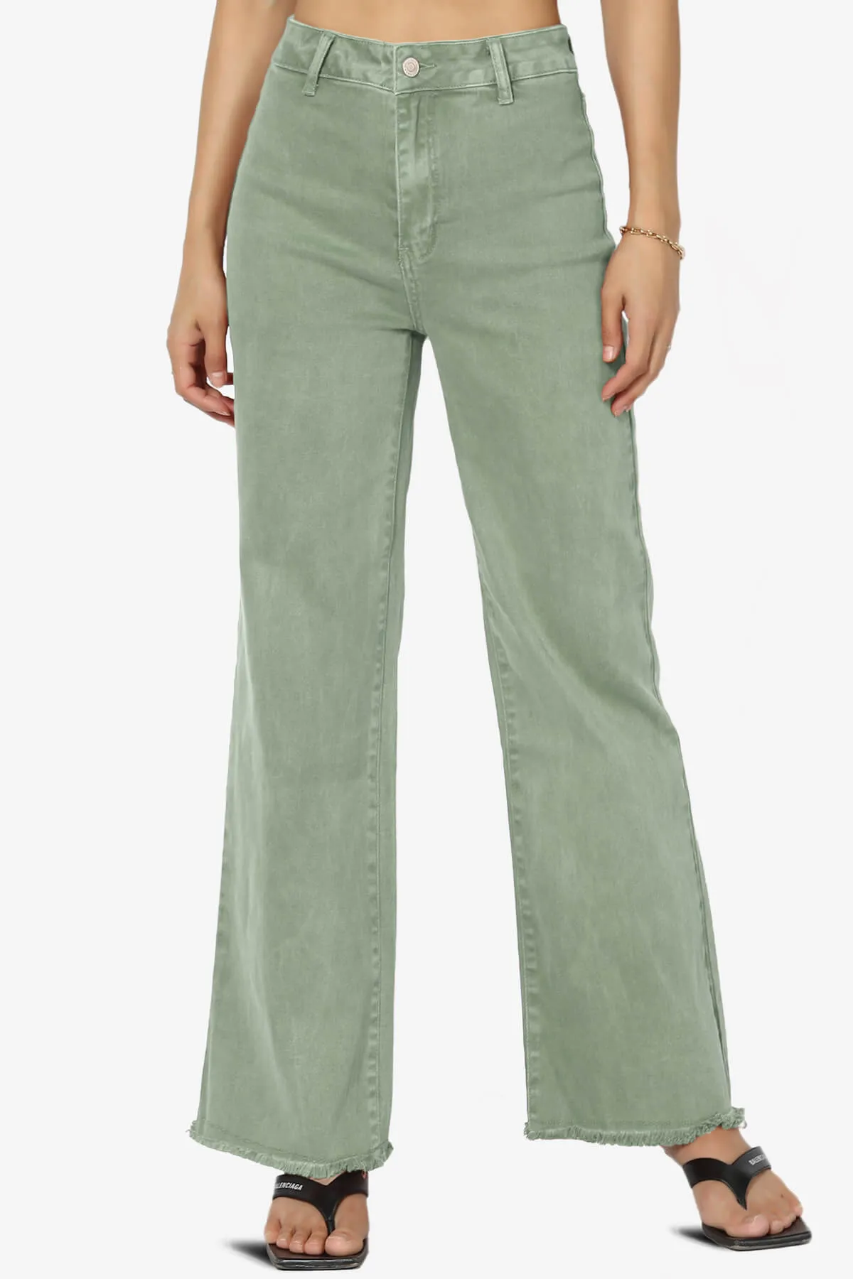 Davie Acid Wash Cutoff Hem Wide Leg Pants