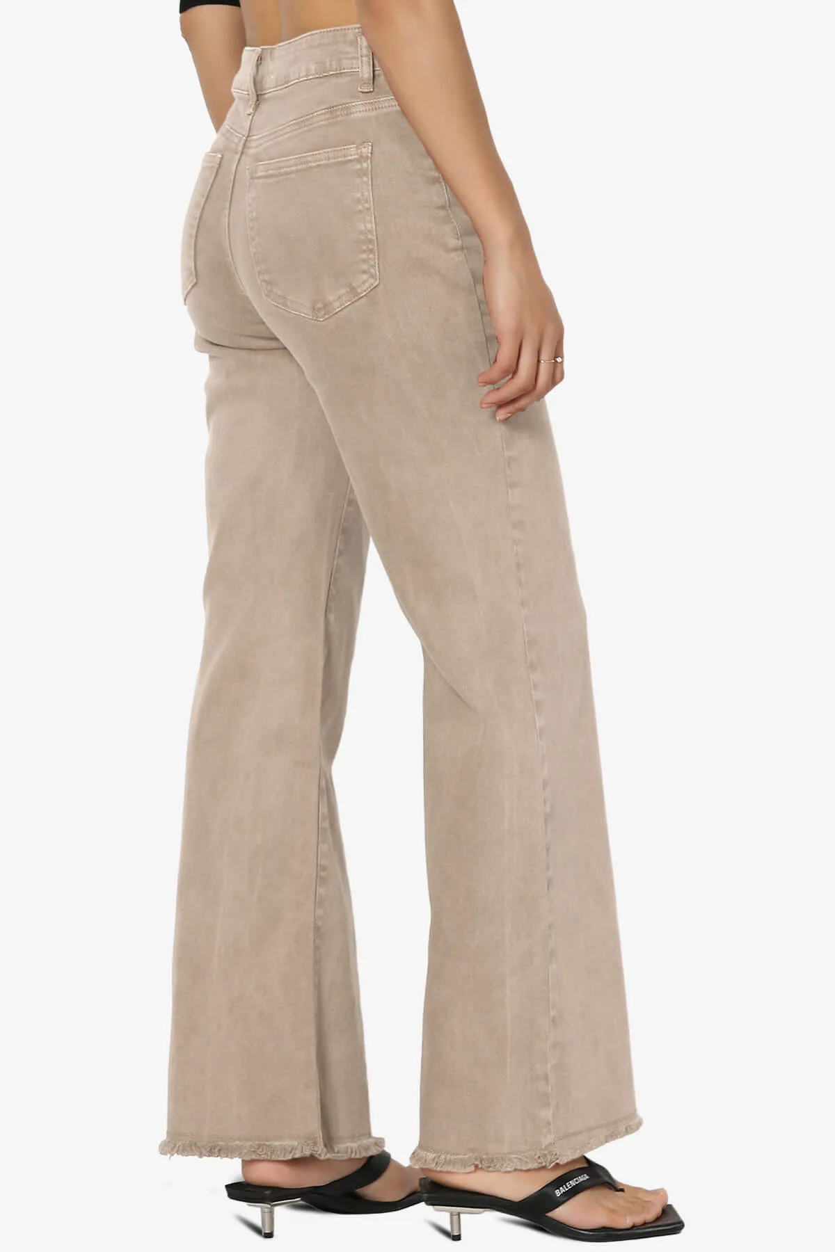 Davie Acid Wash Cutoff Hem Wide Leg Pants