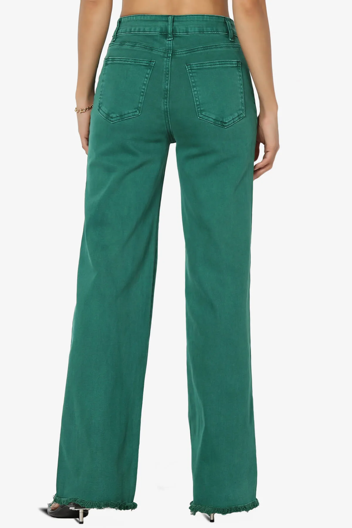 Davie Acid Wash Cutoff Hem Wide Leg Pants