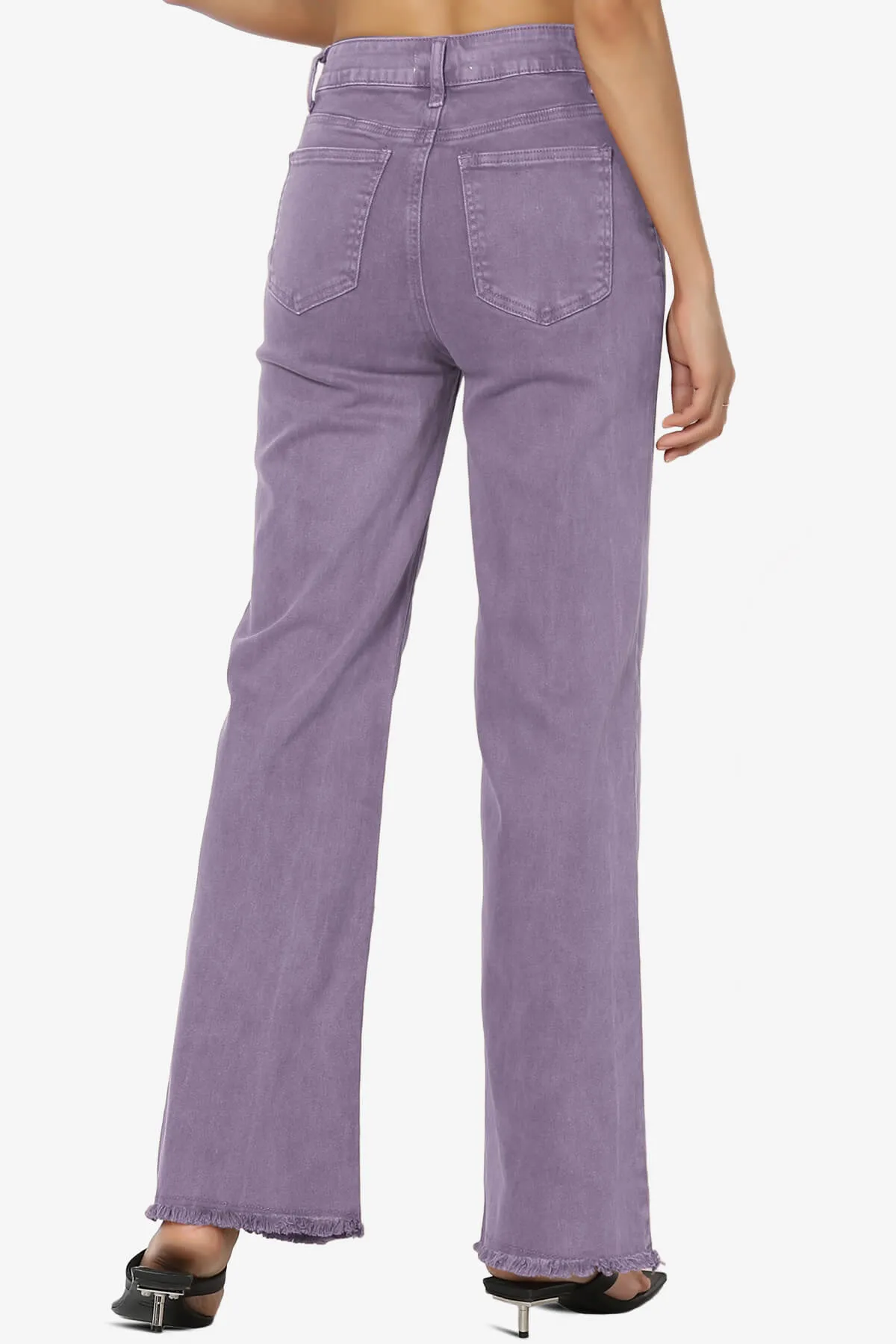 Davie Acid Wash Cutoff Hem Wide Leg Pants