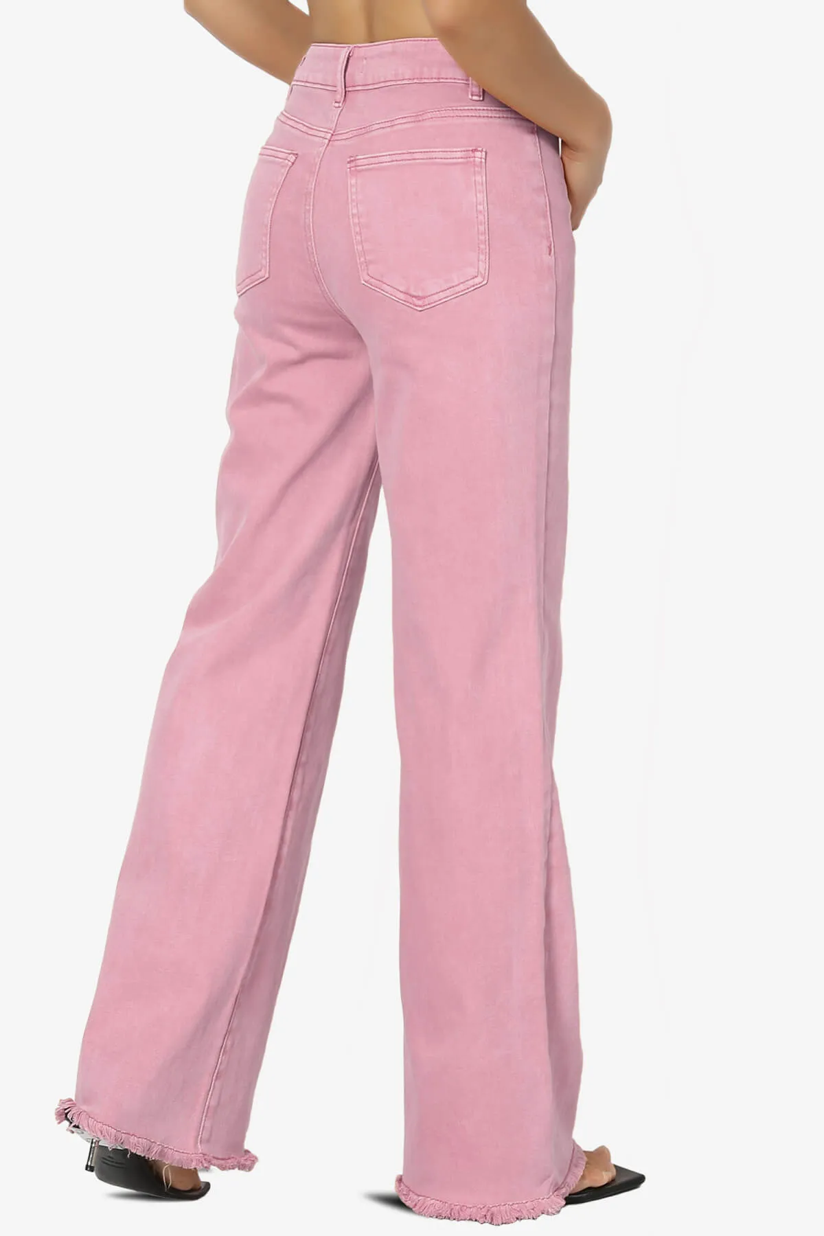 Davie Acid Wash Cutoff Hem Wide Leg Pants