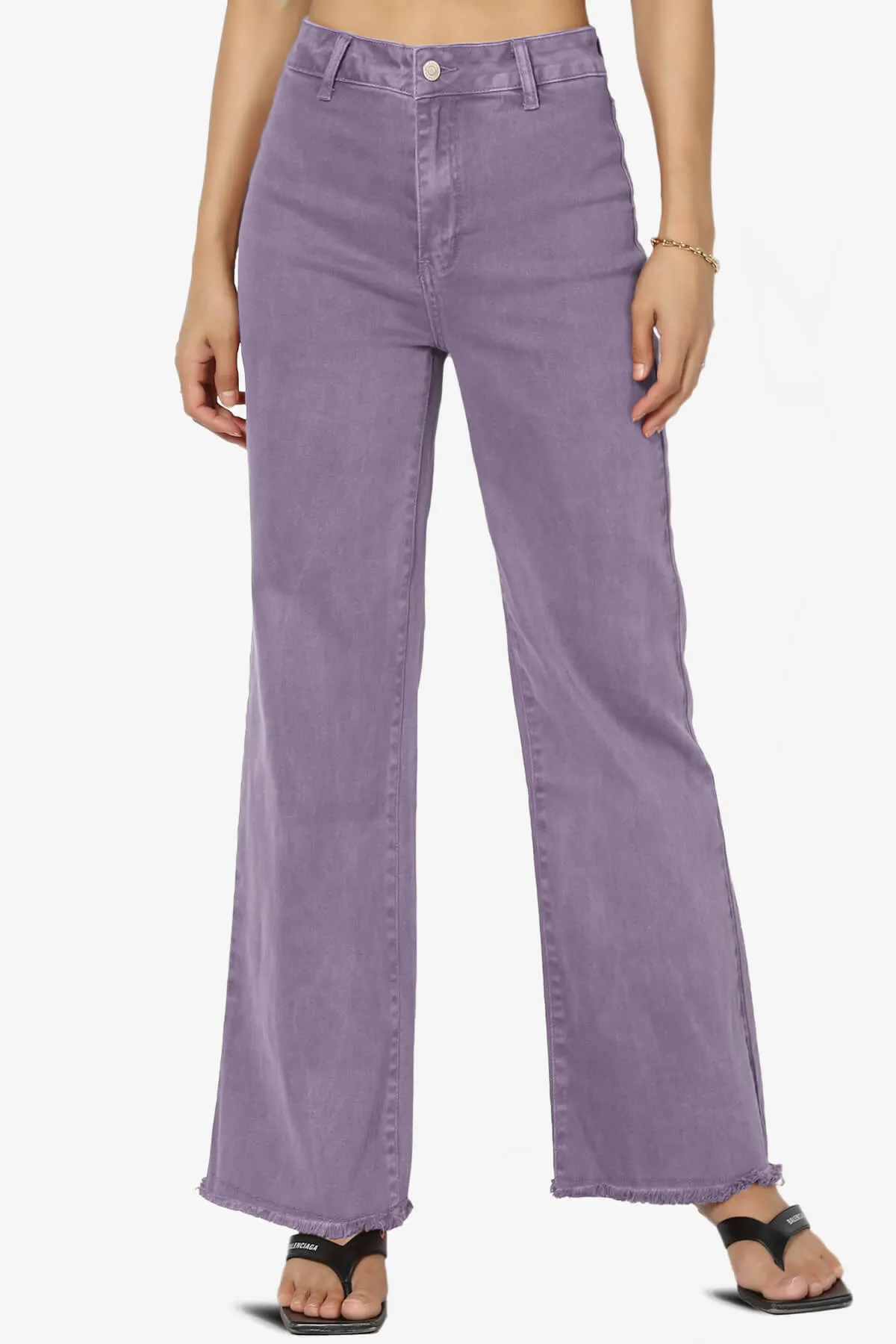 Davie Acid Wash Cutoff Hem Wide Leg Pants